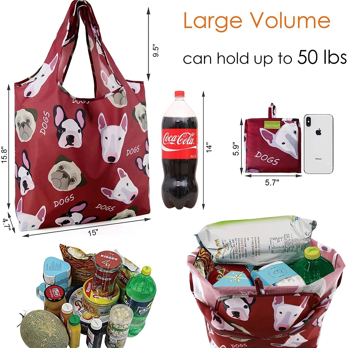 Reusable Lightweight Foldable Shopping Bag(50BLS) 12