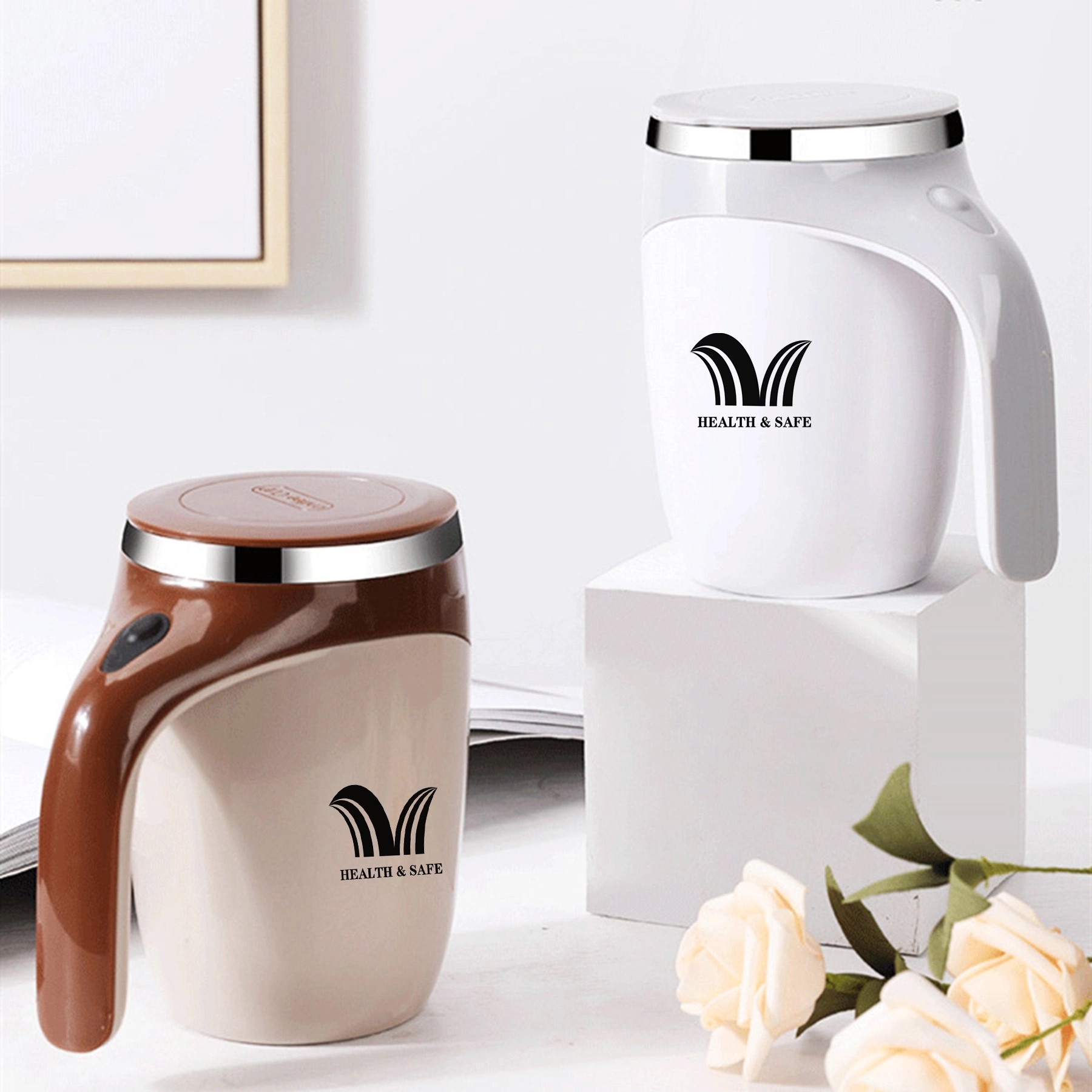 13oz Stainless Steel Self Stirring Coffee Mug 1