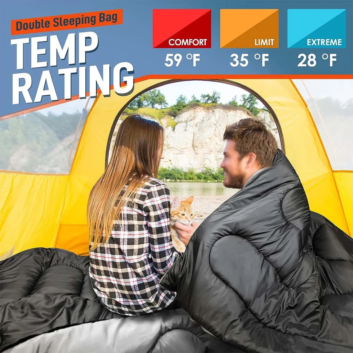 Queen Size Two Person Sleeping Bag for All Season Camping 1