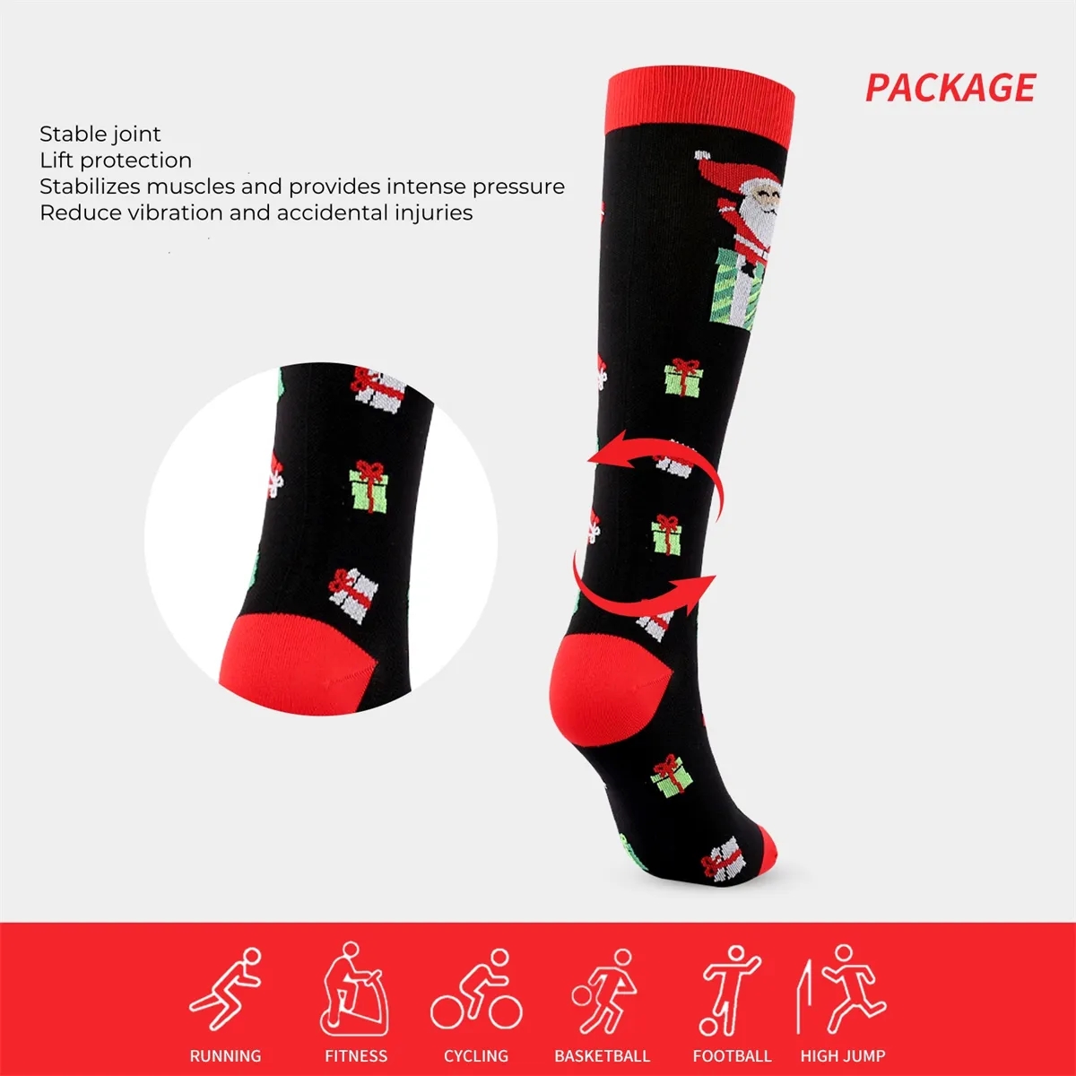 Christmas Compression Socks for Women & Men 15-20mmHg 7
