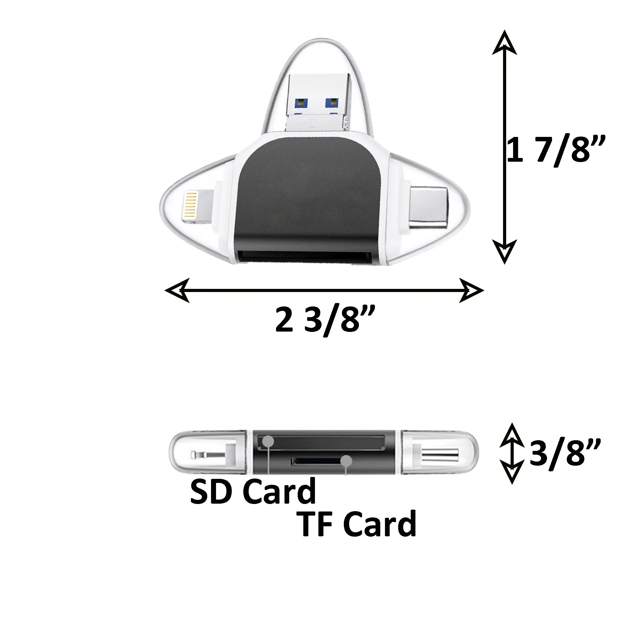 Multi-Port 4 in1 Universal SD TF Card Reader 2