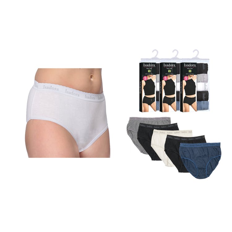 Women's Cotton Briefs - Classic Colors 5 Pack Sizes 5-7 2