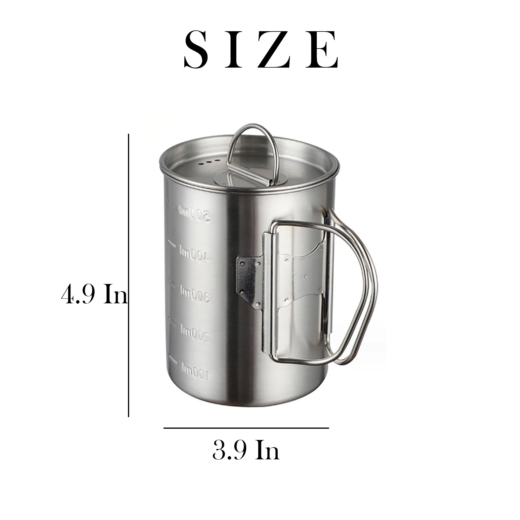 Stainless Steel Outdoor Camping Mug with Foldable Handle 6
