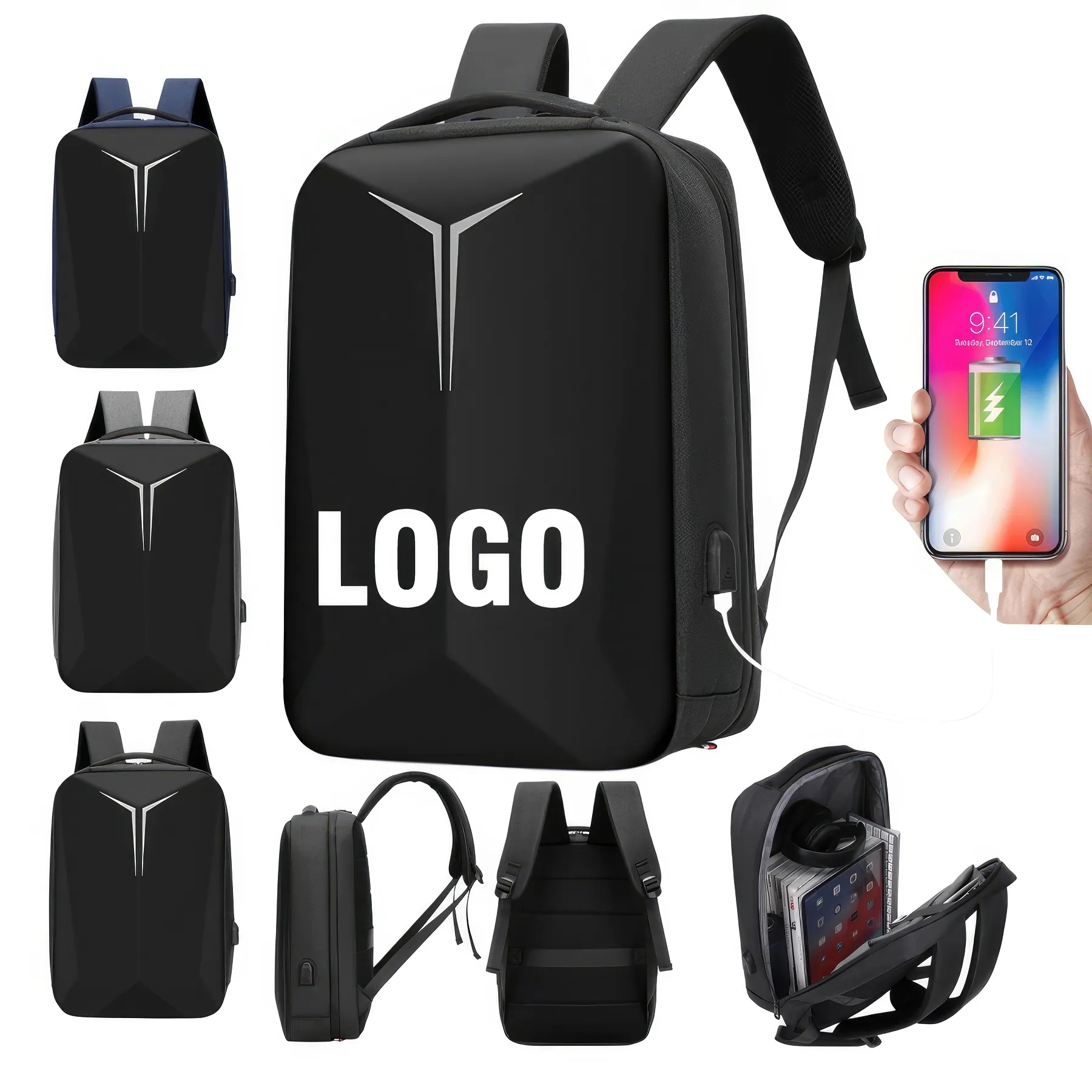 Custom Business Laptops Backpack with USB Charging Port 3