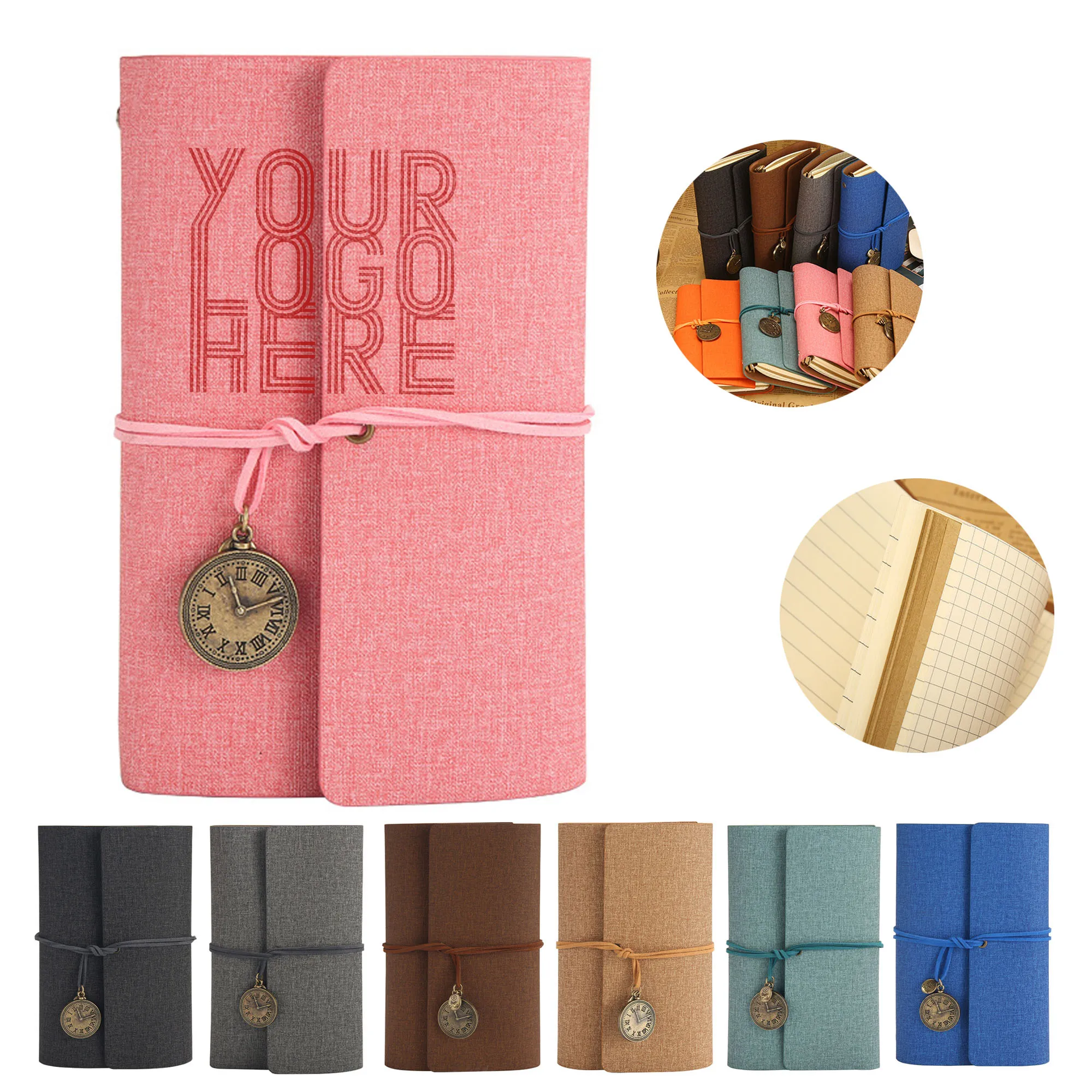 Full Color Pu Leather A6 Strappy Notebook