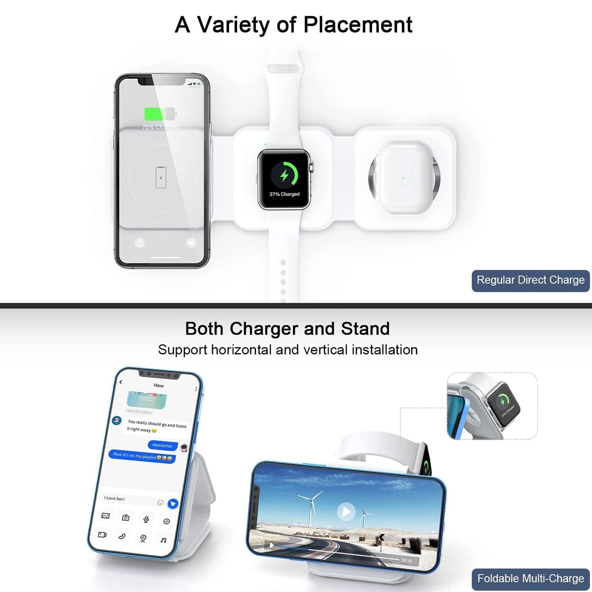 3 In 1 Wireless Charger Magnetic Foldable Charging Station 3