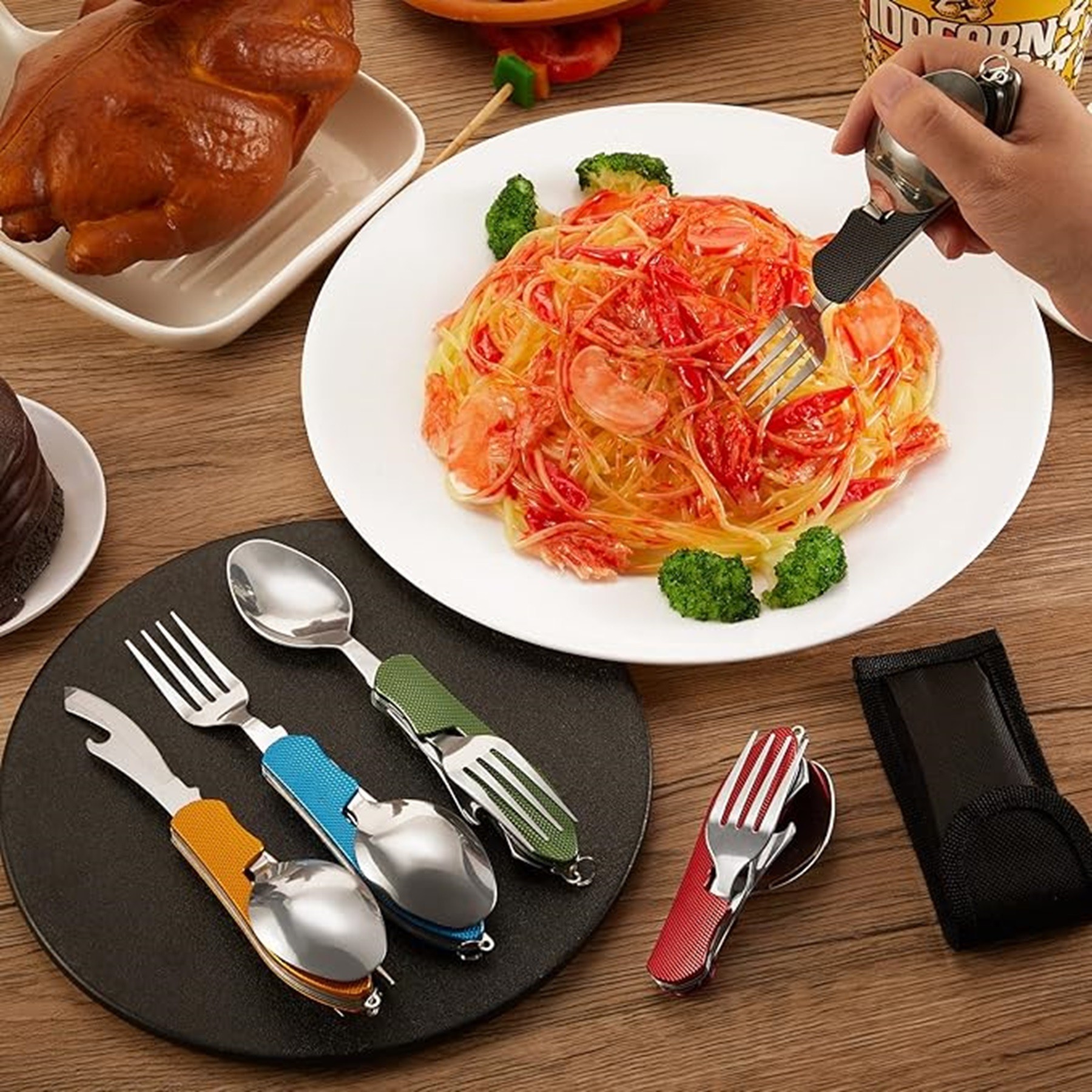Multi-Functional Folding Cutlery Detachable Fork And Spoon 5
