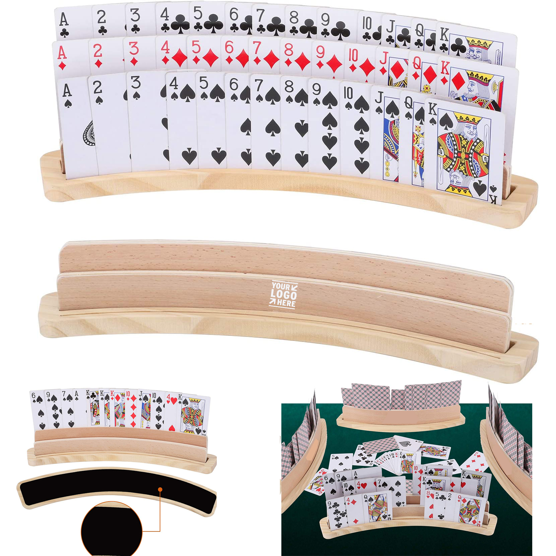 Curved Wooden Playing Card Holder Tray 2