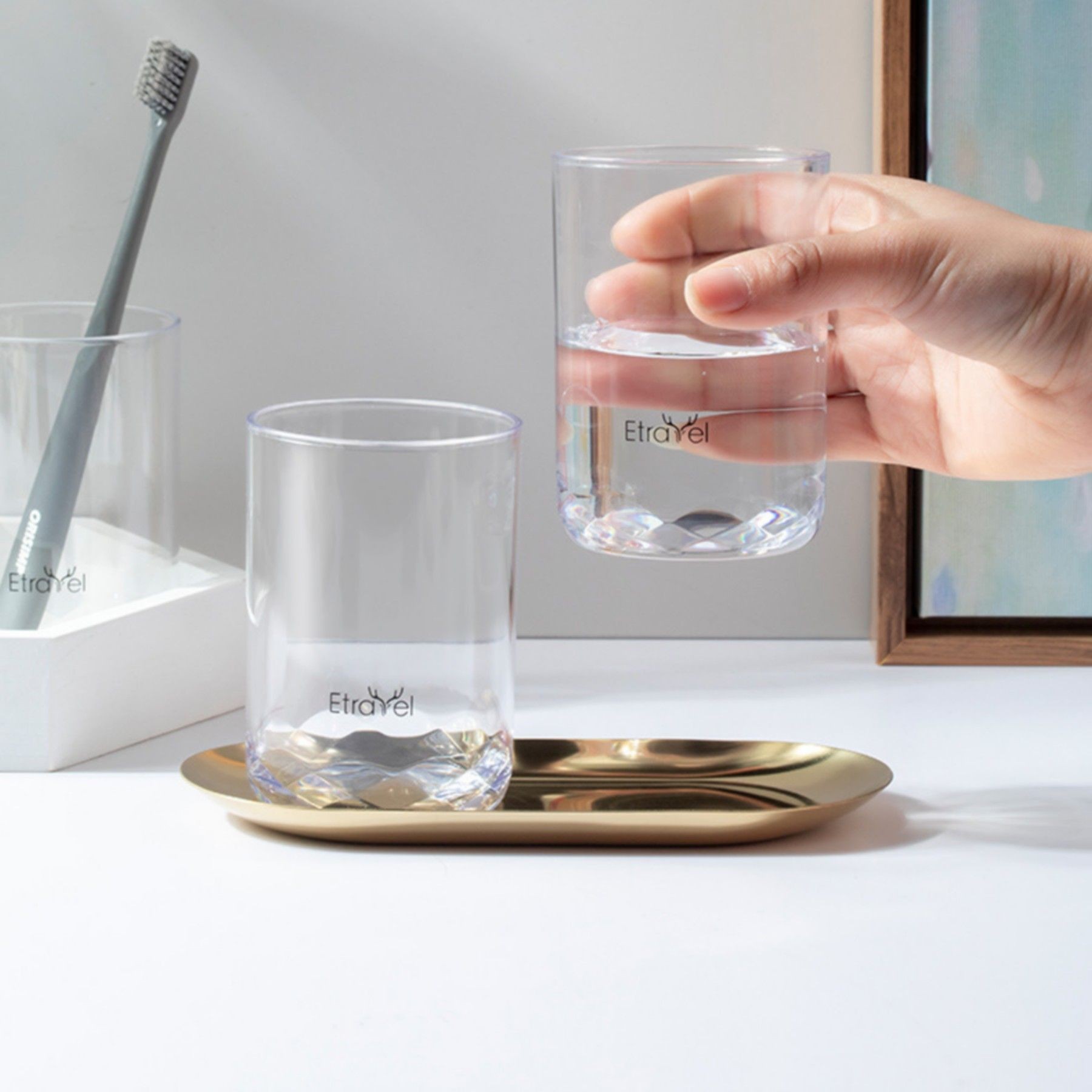 10 Oz Glass Tumbler Cup For Bathroom Toothbrush Drinks Cup 3