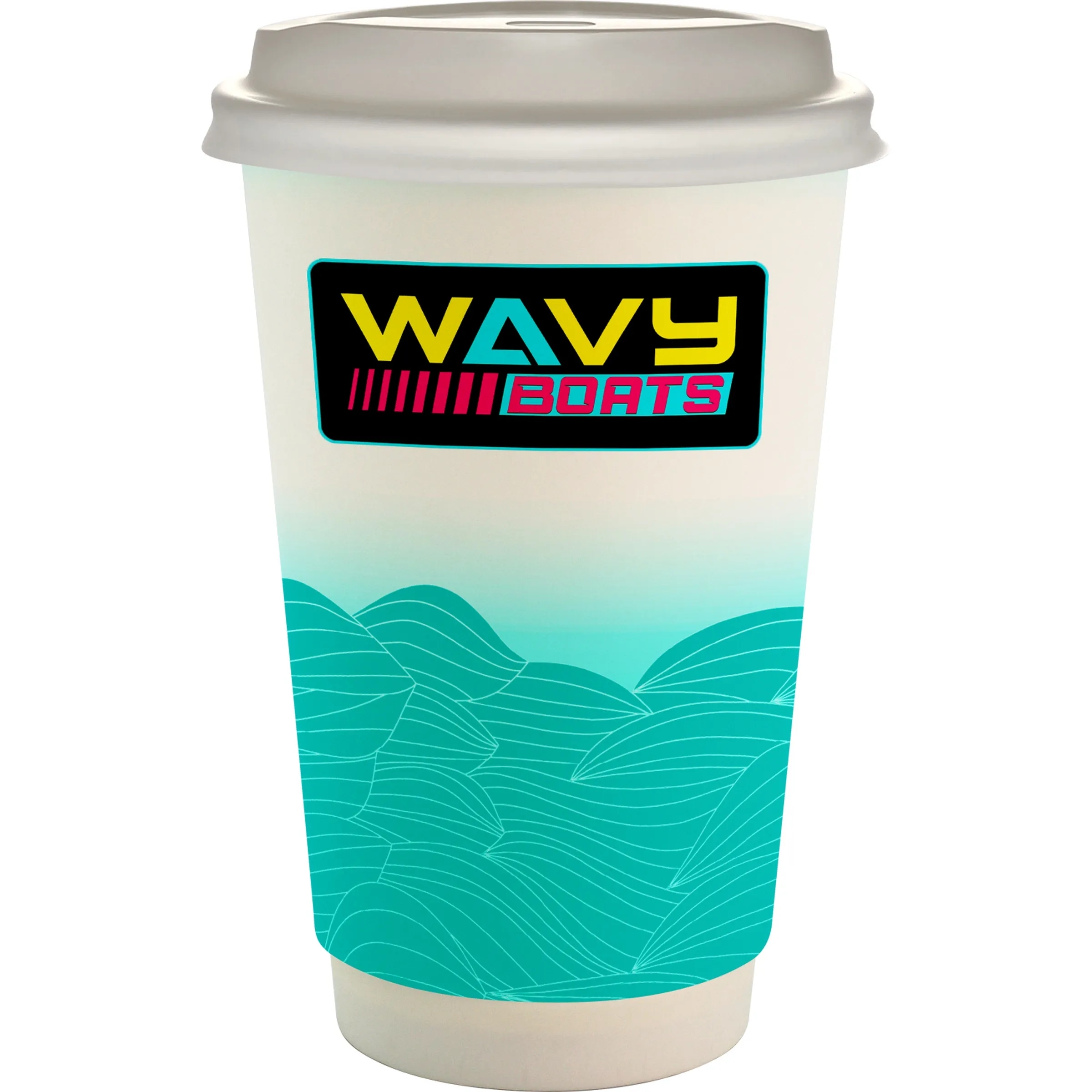 16 oz. Full Color Turbulent Waves Paper Cup With Lid 11