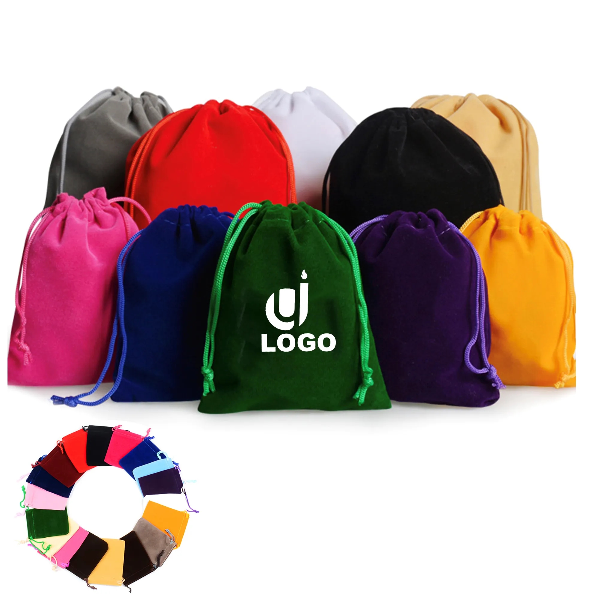 MOQ50 6" x 8" Big Drawstring Velvet Bag