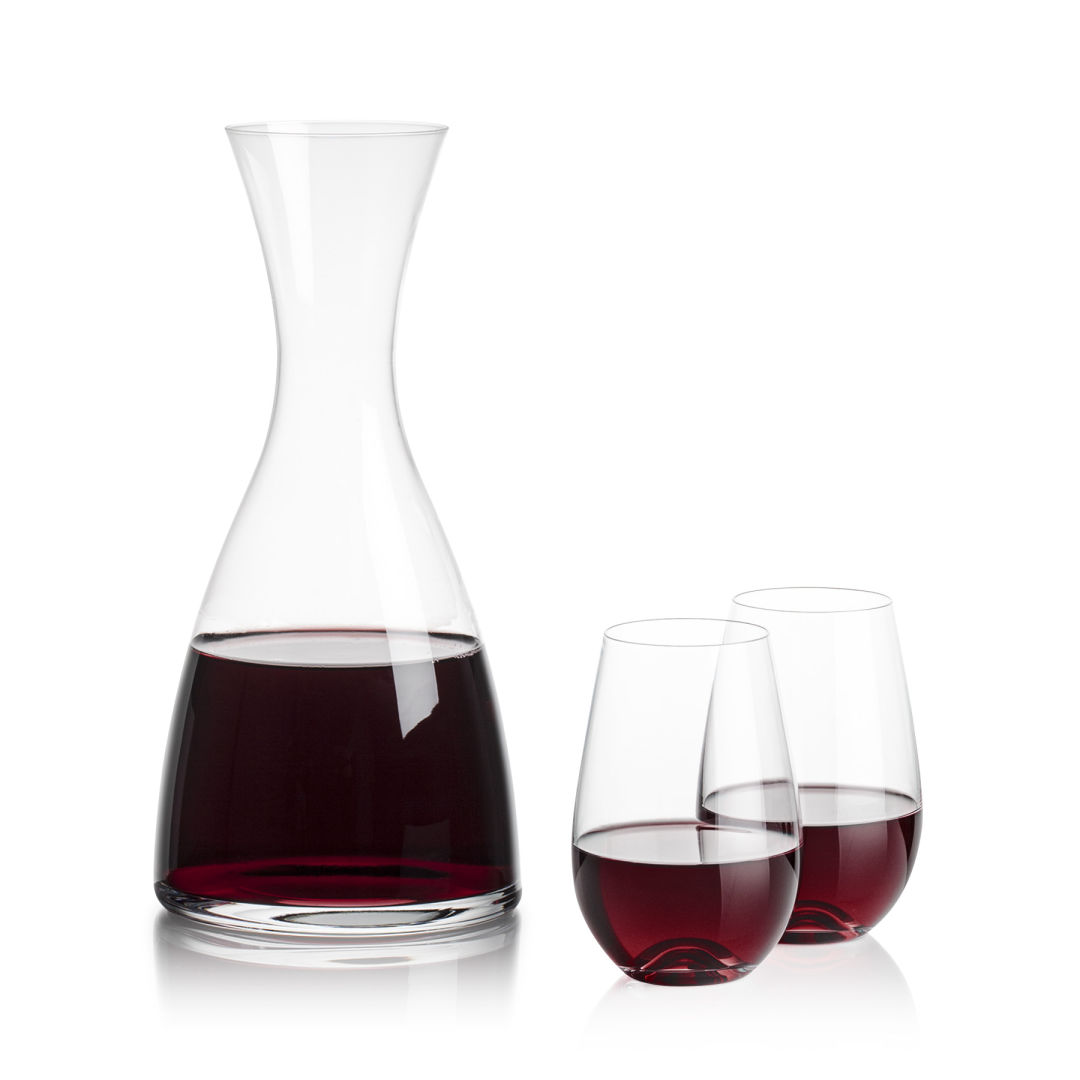 Barham Carafe & Boston Stemless Wine 6