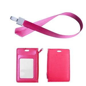 Stylish 1 Side Zipper PU Leather Card Case With Lanyard 8