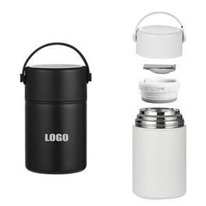 850ml Stainless Steel Food Cup With Double Wall Insulation Foldable Spoon 35