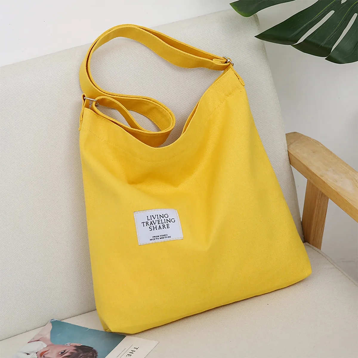 Tote Bag Shopping Grocery Canvas Crossbody Hobo Handbag, custom tote bag with logo imprint 8