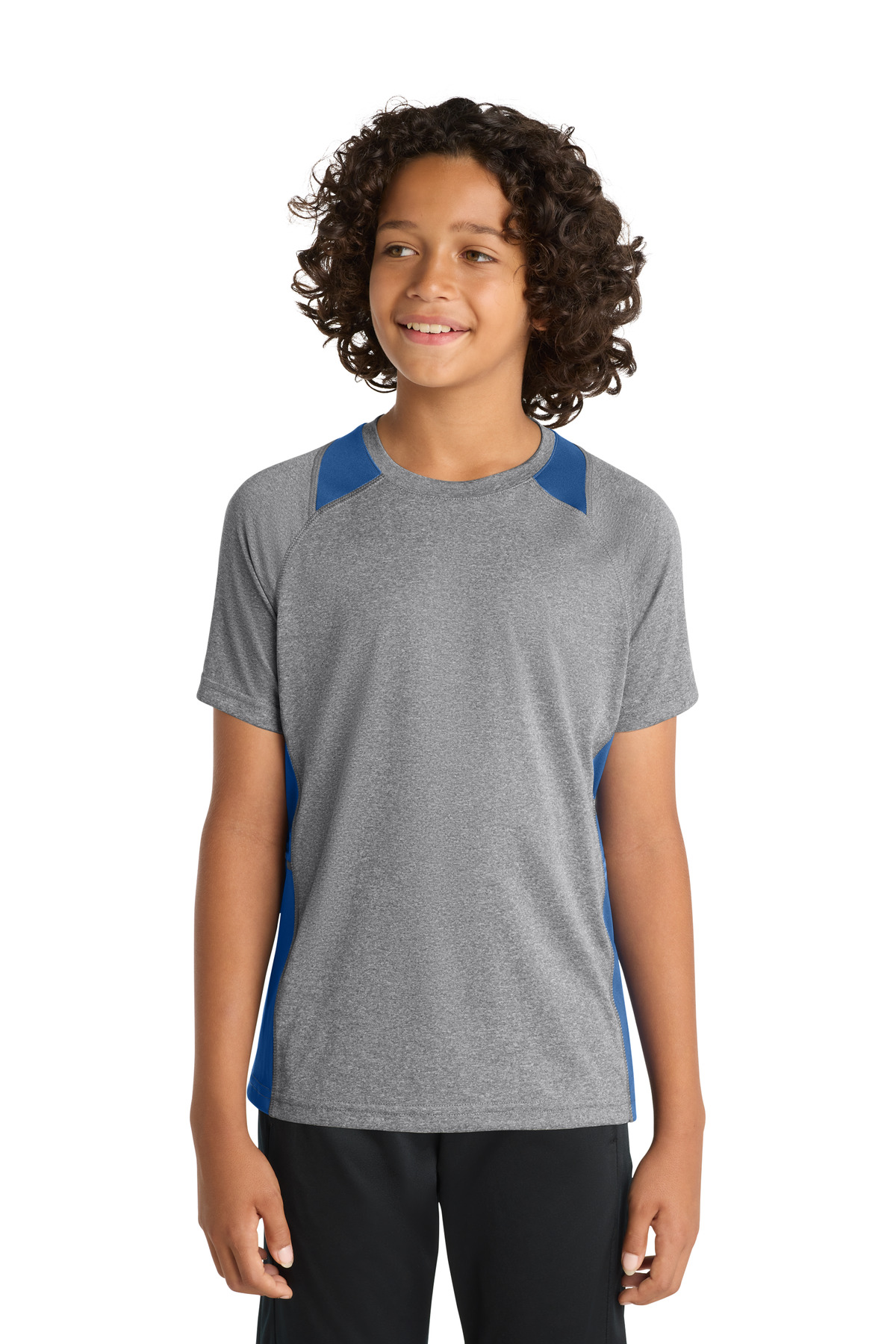 Sport-Tek Youth Heather Colorblock Contender Tee. YST361 45