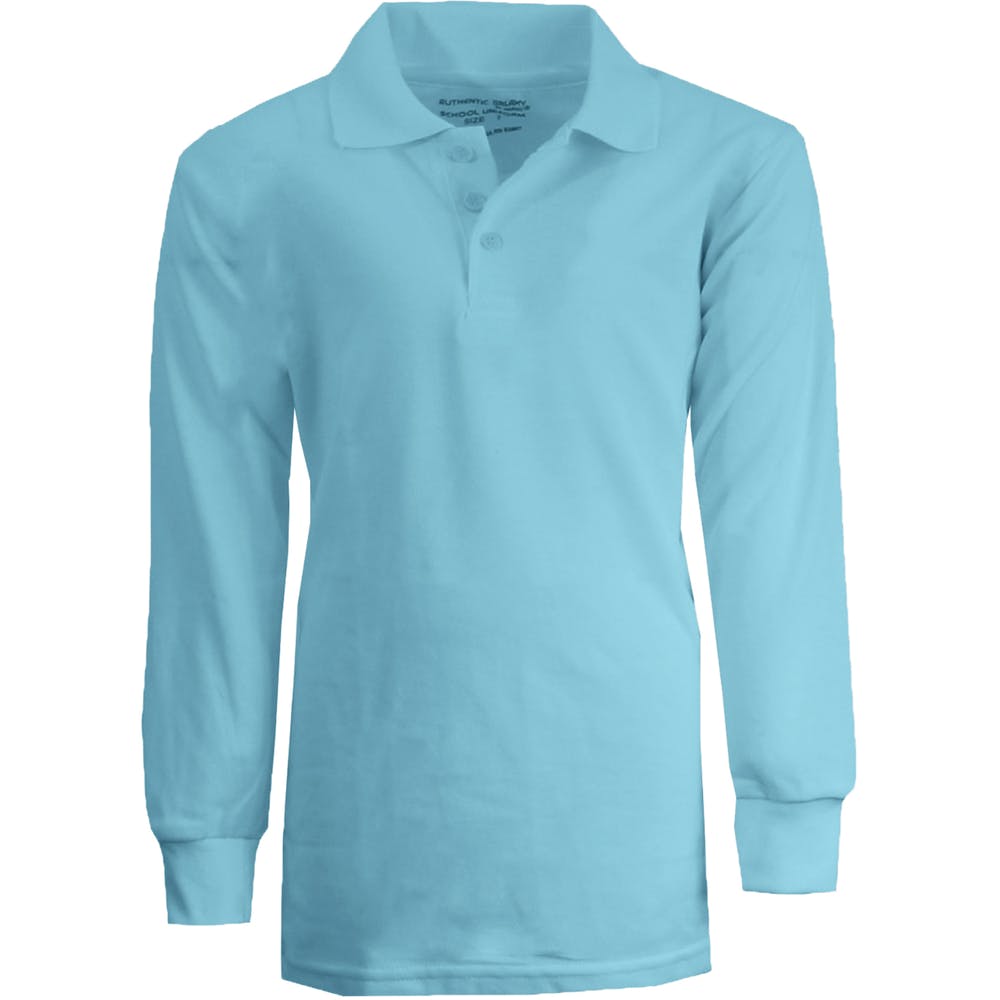 Boys' Uniform Polo Shirts - Sizes 16-20 Light Blue Long Sleeve 2