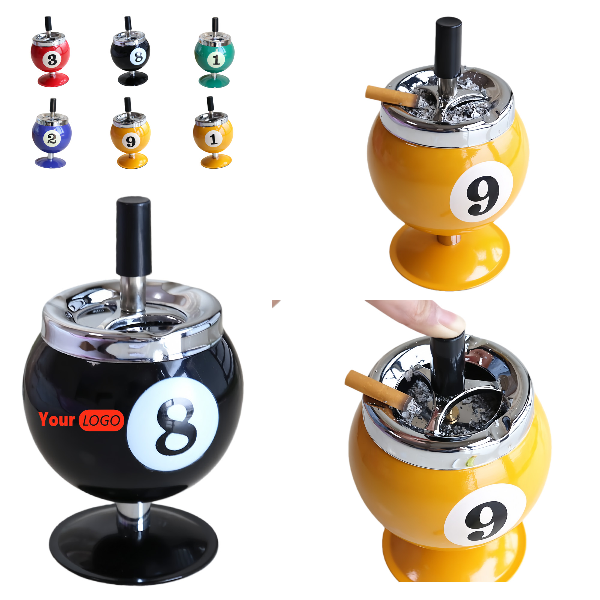 Covered Smokeless Spherical Metal Ashtray 3