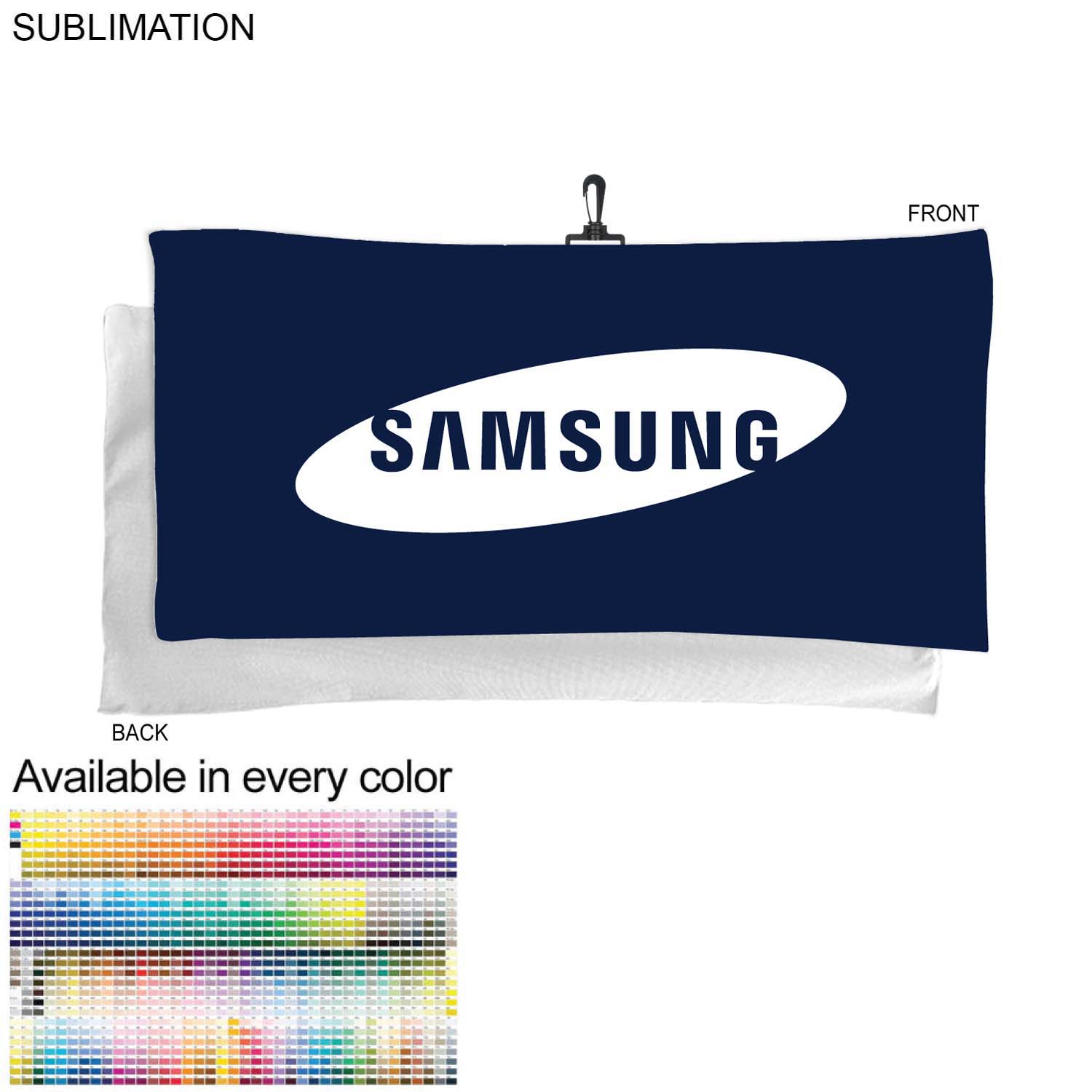 Oversized Golf Towel in Microfiber Dri-Lite Terry, 20x40, with Black Swivel Hook, Sublimated 1 side 9
