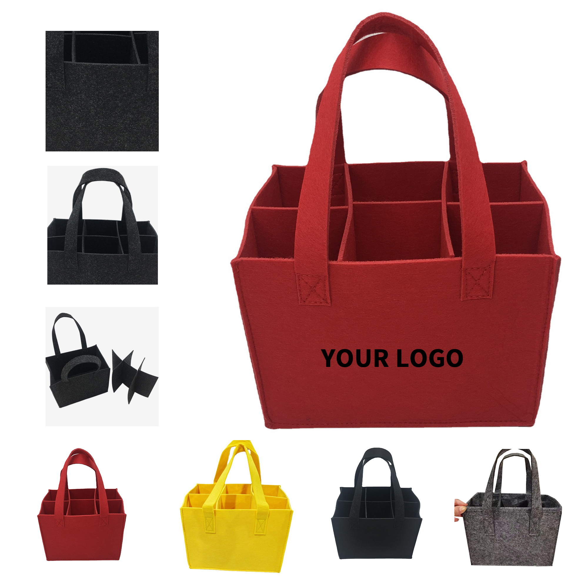 Six Compartment Non Woven Wine Carrier Tote With Divider 2