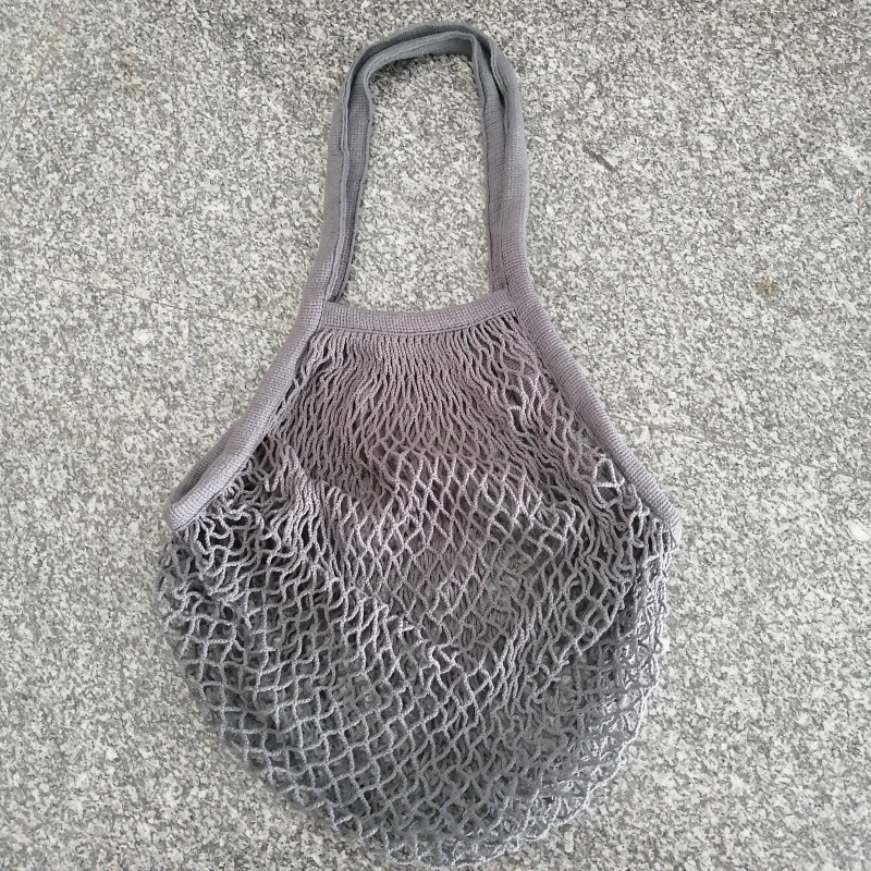 Long Handle Reusable Cotton Mesh Bag for Fruit Vegetables, custom tote bag with logo imprint 14