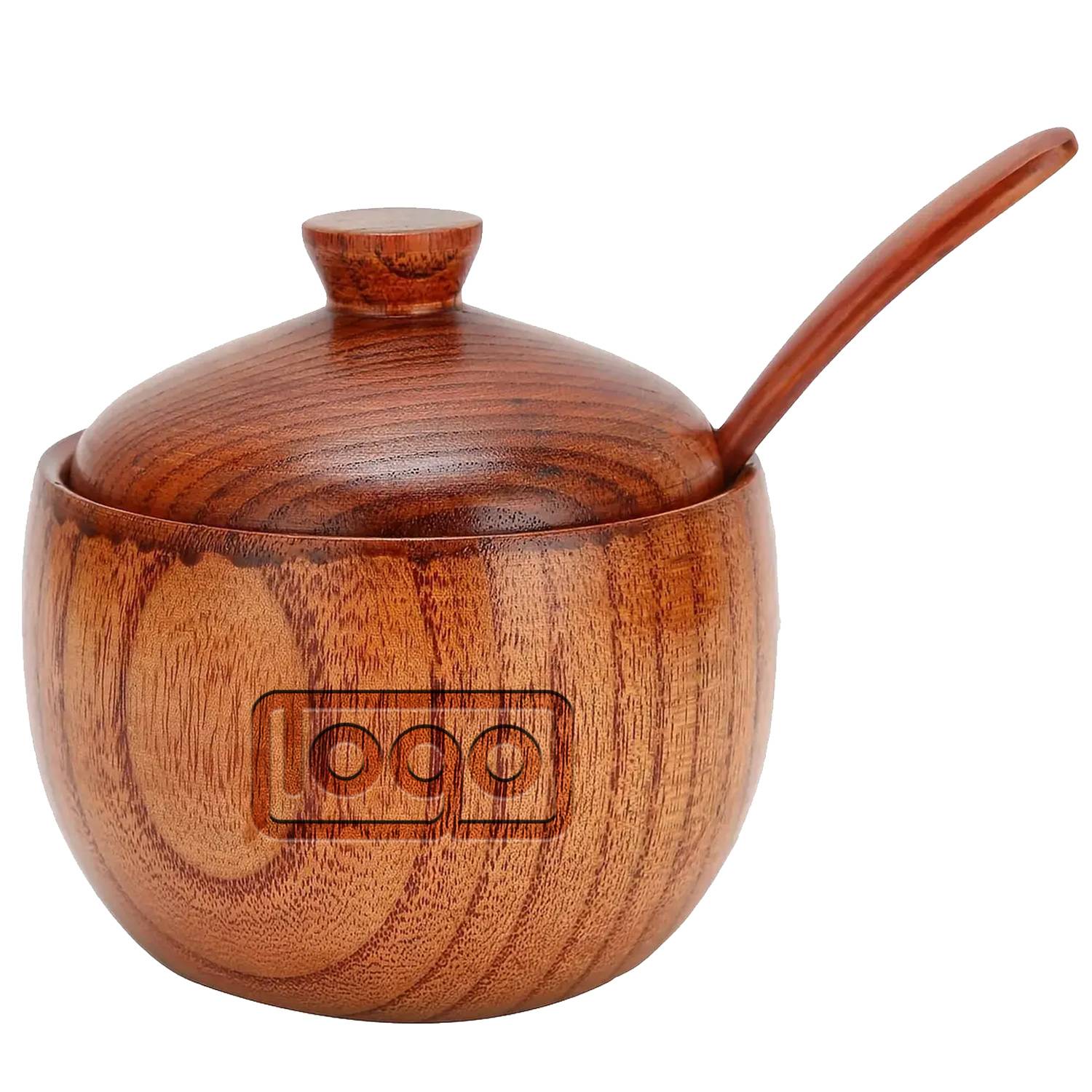 Solid Wood Spice Jar w/ Spoon 3
