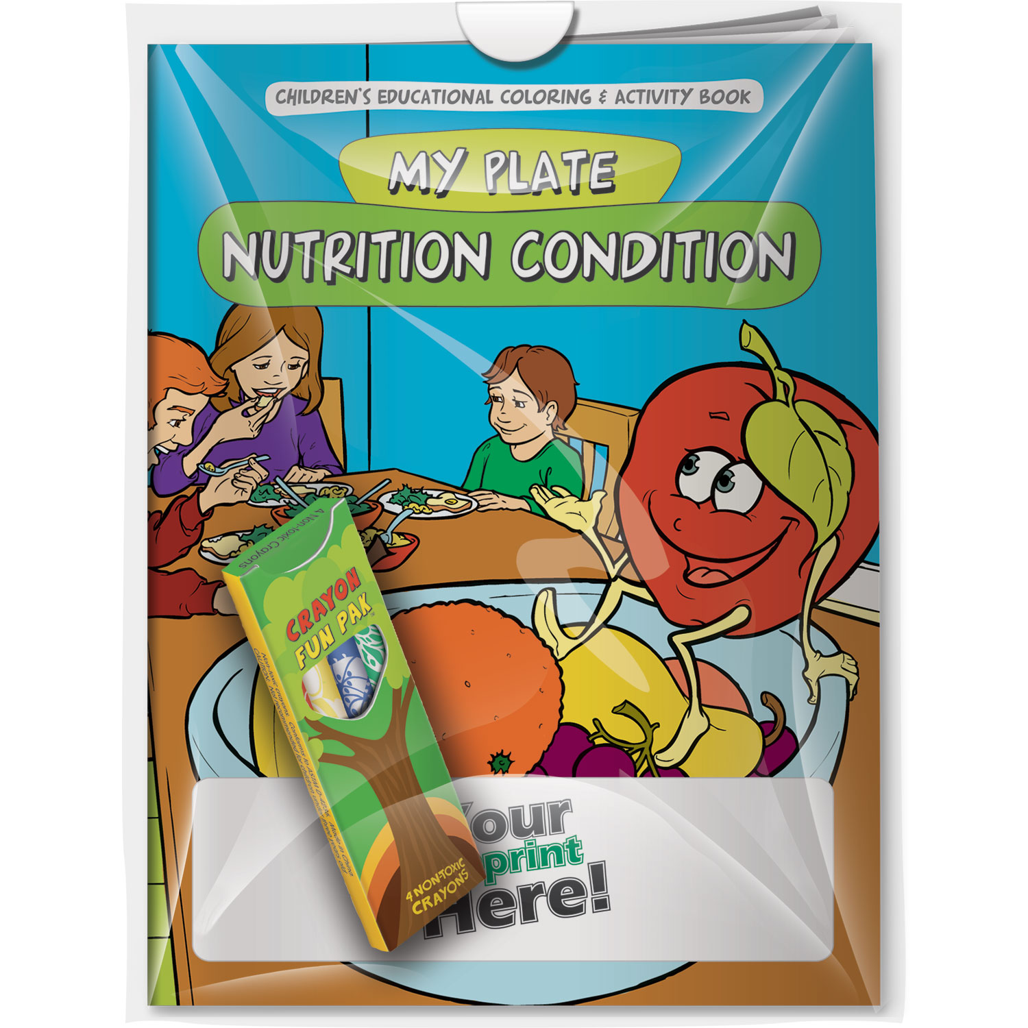 Combo Pack - CB1083 Coloring Book & 4-Pack of Crayons (Imprinted) in a Poly Bag 2