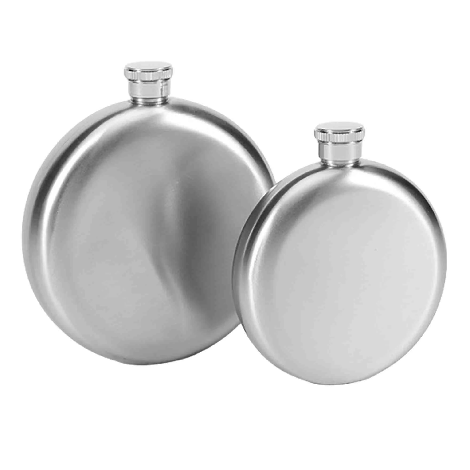 5 Oz Stainless Steel Round Metal Carry-On Flask, custom water bottle with logo imprint 3