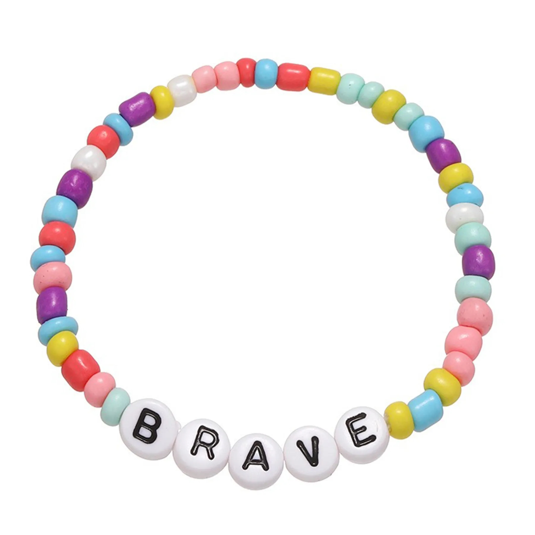 Beaded Letter Beads Elastic Bracelet 8