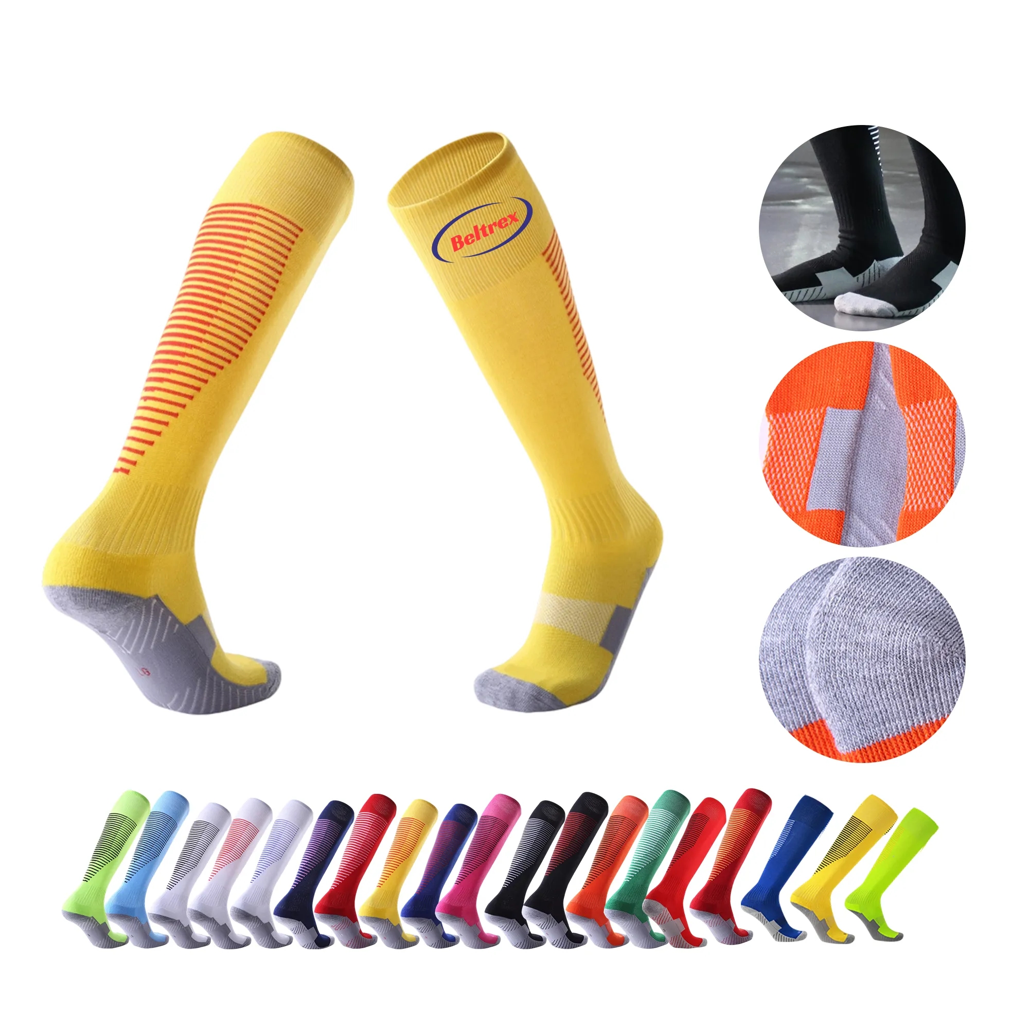 Professional Knee-High Soccer Socks with Cushioning 13