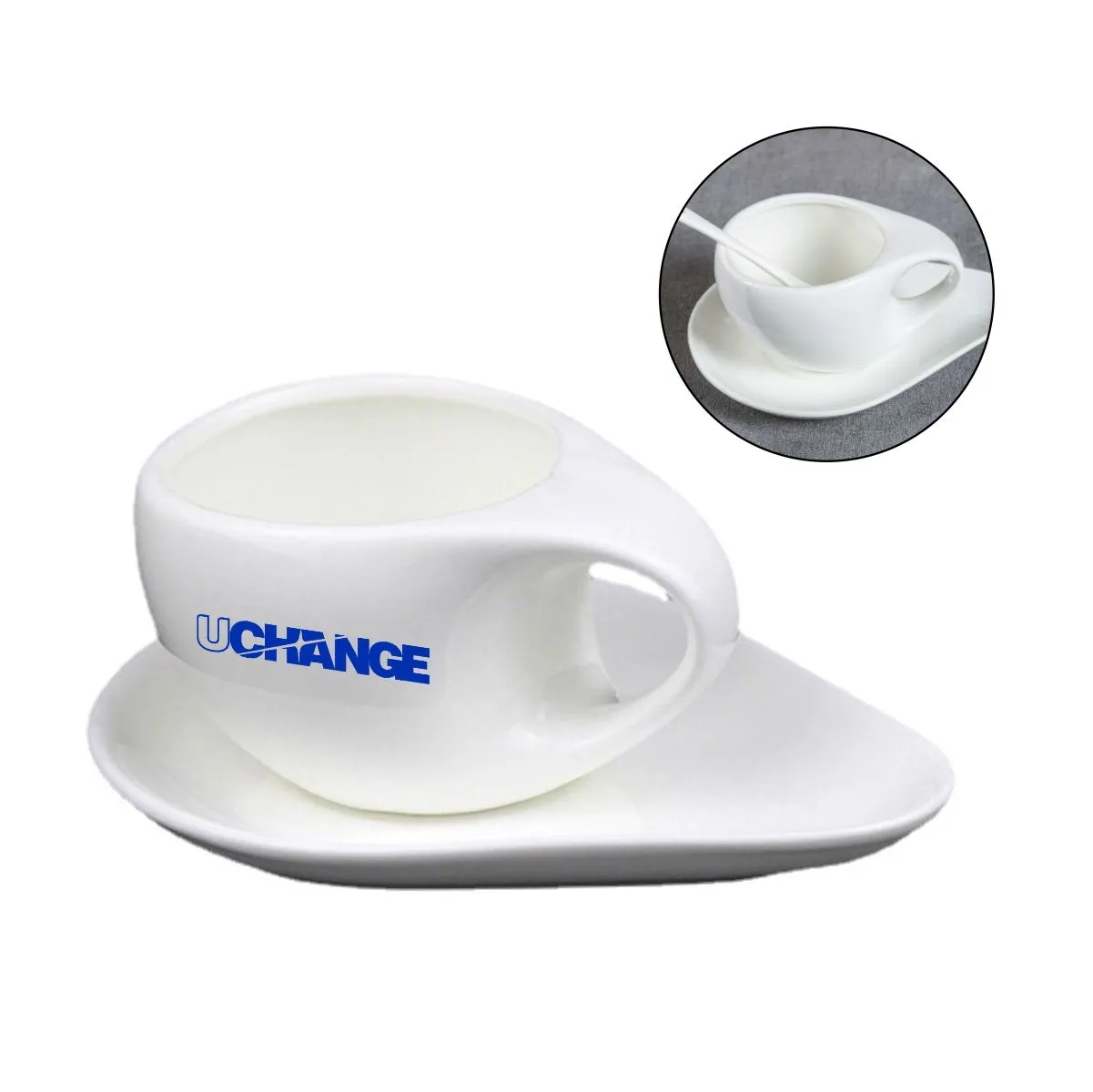 6.8 Oz. Ceramic Coffee Cup With Thumb-Hole Handle 2
