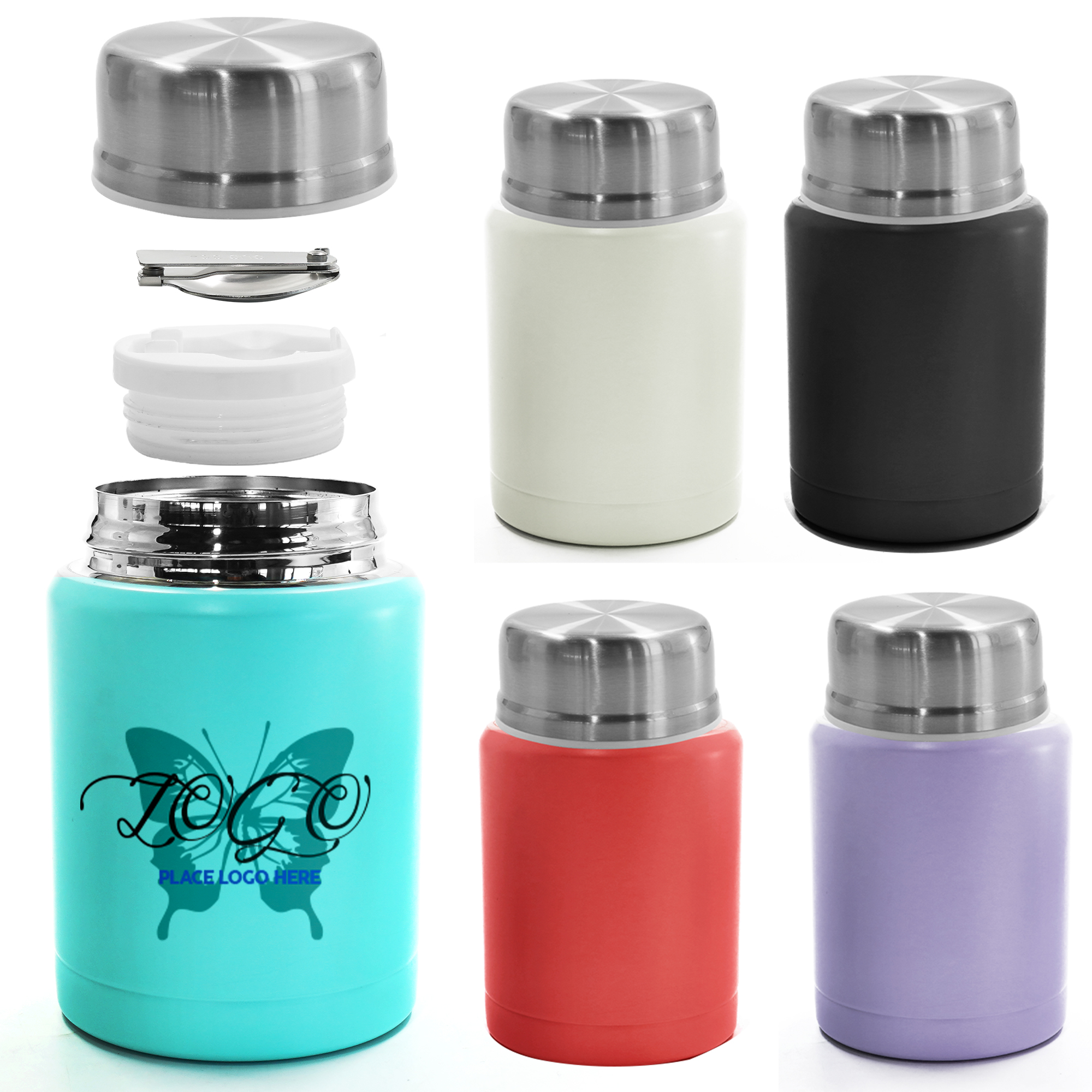 16.9 Oz 304 Stainless Steel Double-Layer Vacuum Insulated Cups With Spoon 2