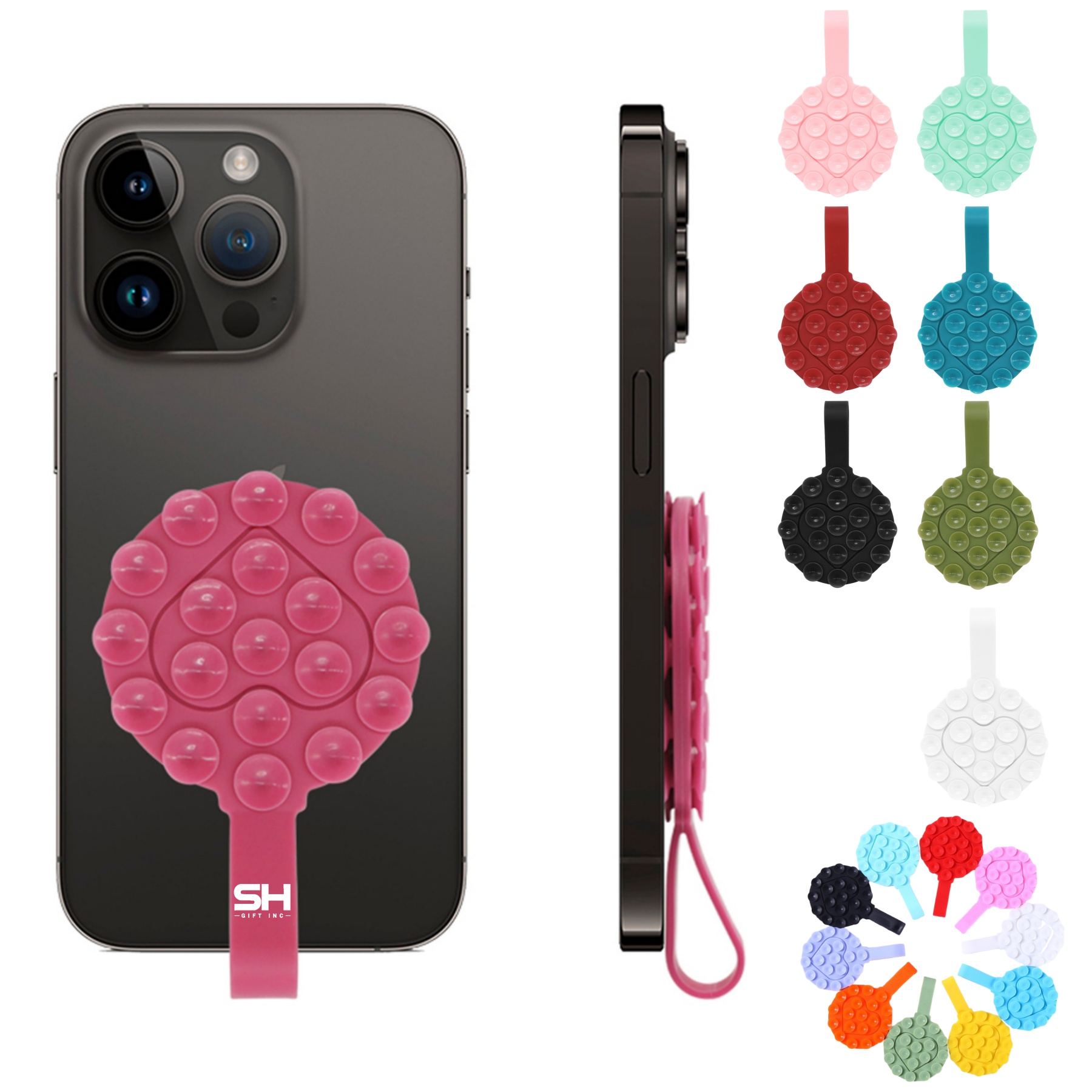 Round Double Sided Silicone Suction Cup Phone Grip Mount 2