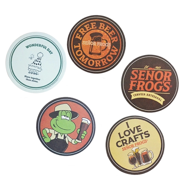 Customized 4 Inch Full Color Round Pulp Board Coasters 3