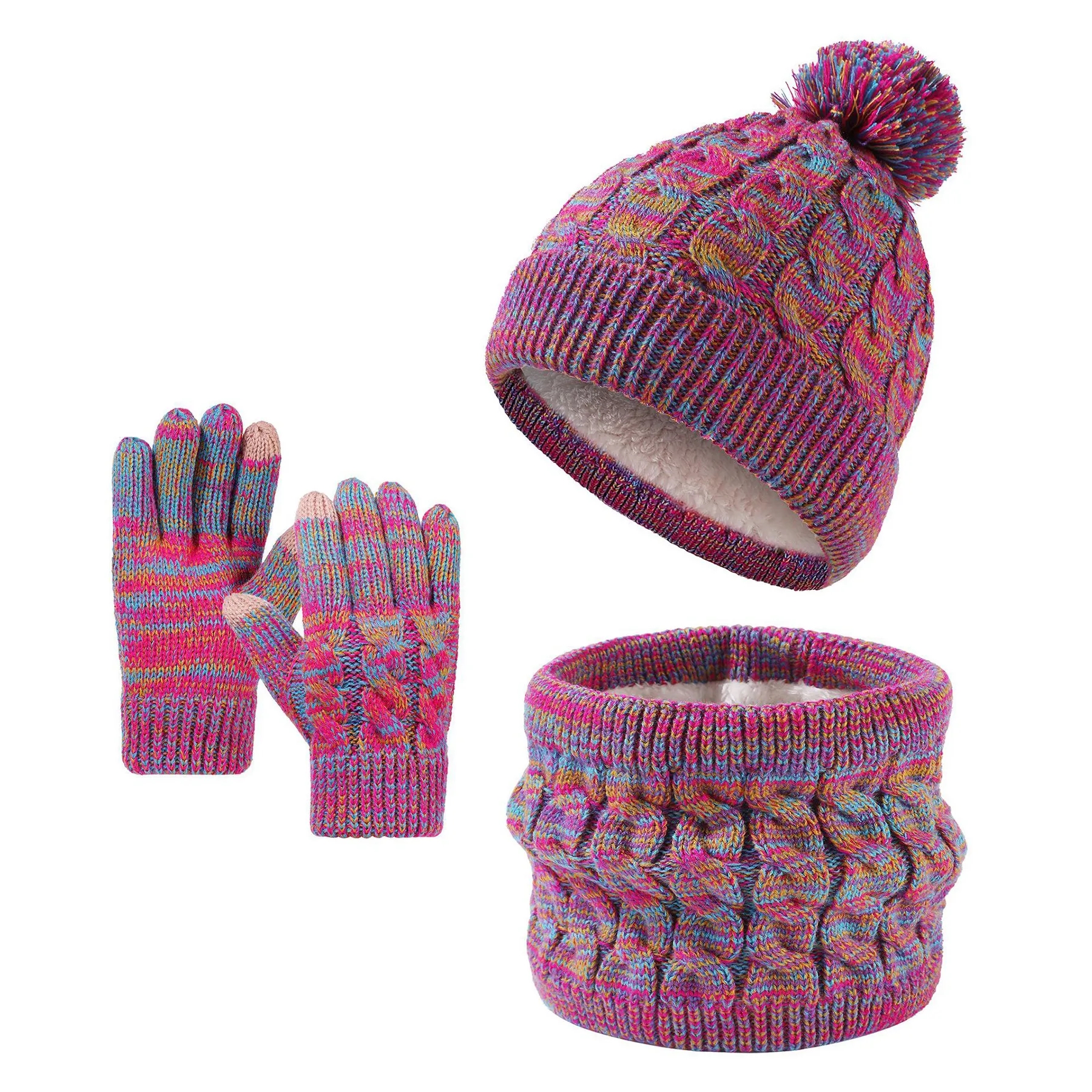 Acrylic Children's Knitted Hat Three Piece Set 2