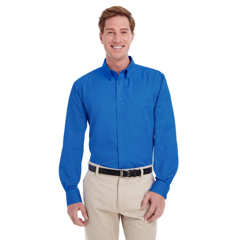 Harriton Men's Foundation 100% Cotton Long-Sleeve Twill Shirt With Teflon™ 18