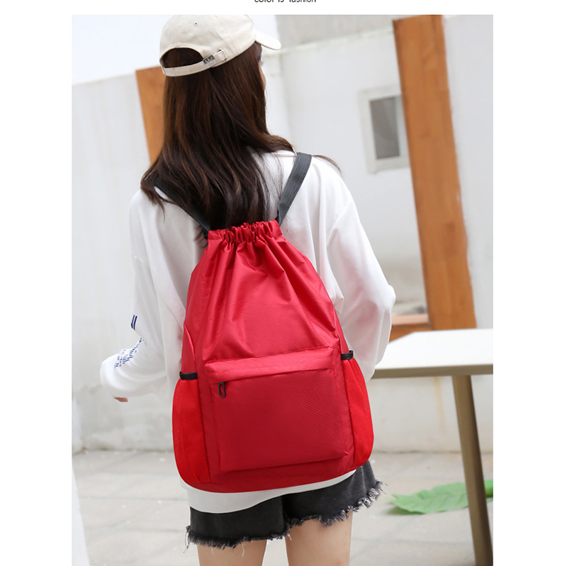 Waterproof Large Sports Drawstring Backpack w/Adjustable Shoulder Strap 18