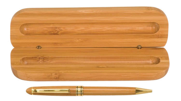 Engraved Bamboo Pen and Case Set 1
