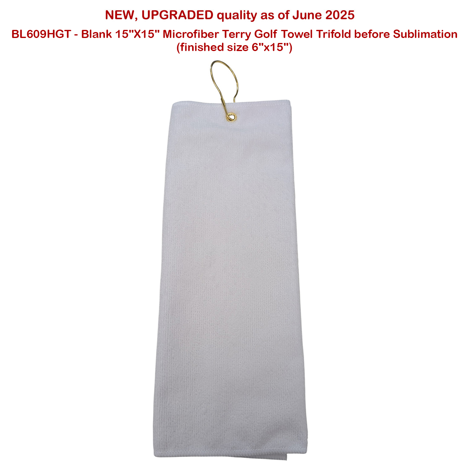 72 Hr Fast Ship - Colored Microfiber Dri-Lite Terry Golf Towel, Finished size 6x15, Trifold 9