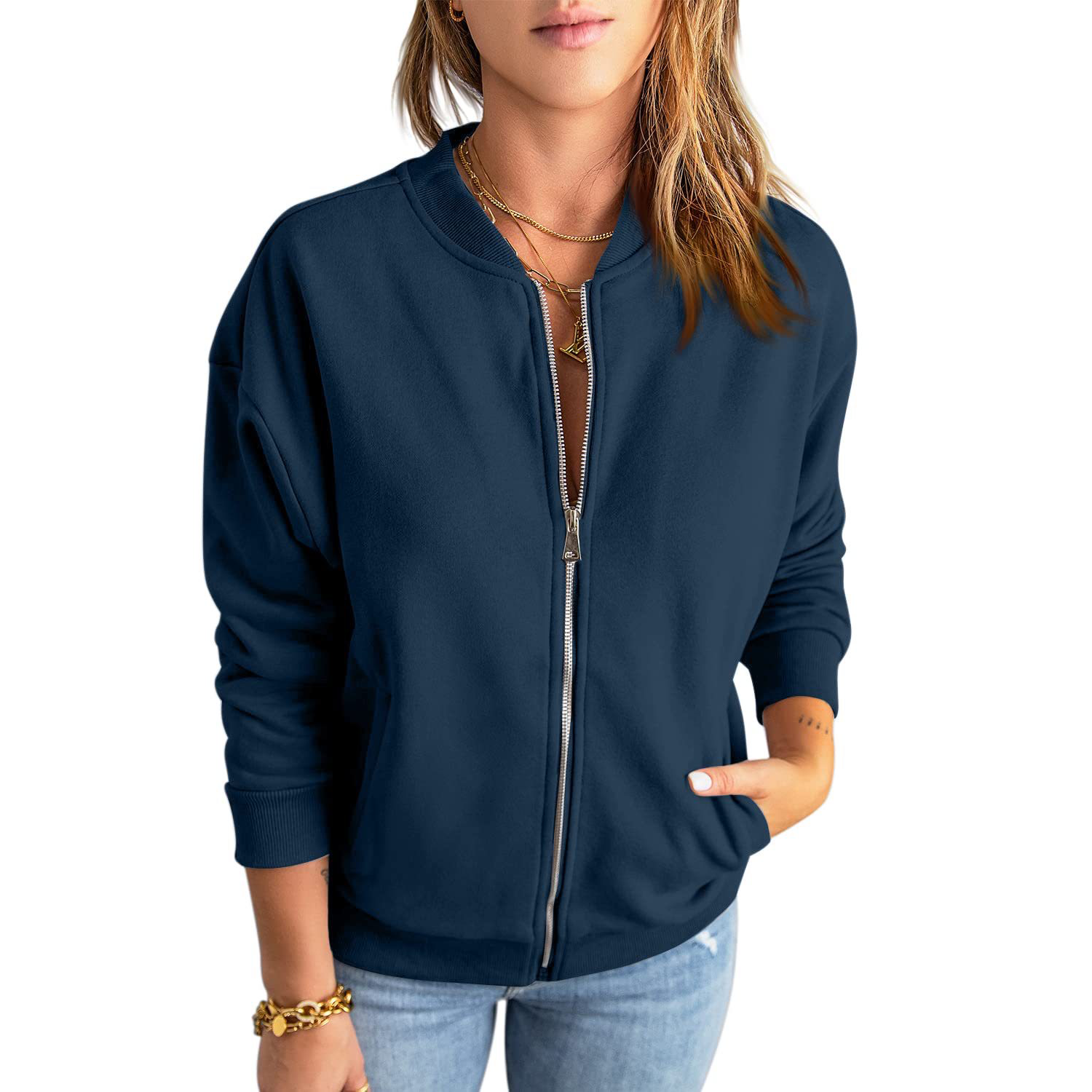 Zip Up Sweatshirts Jackets Long Sleeve Casual Loose Outwear 2
