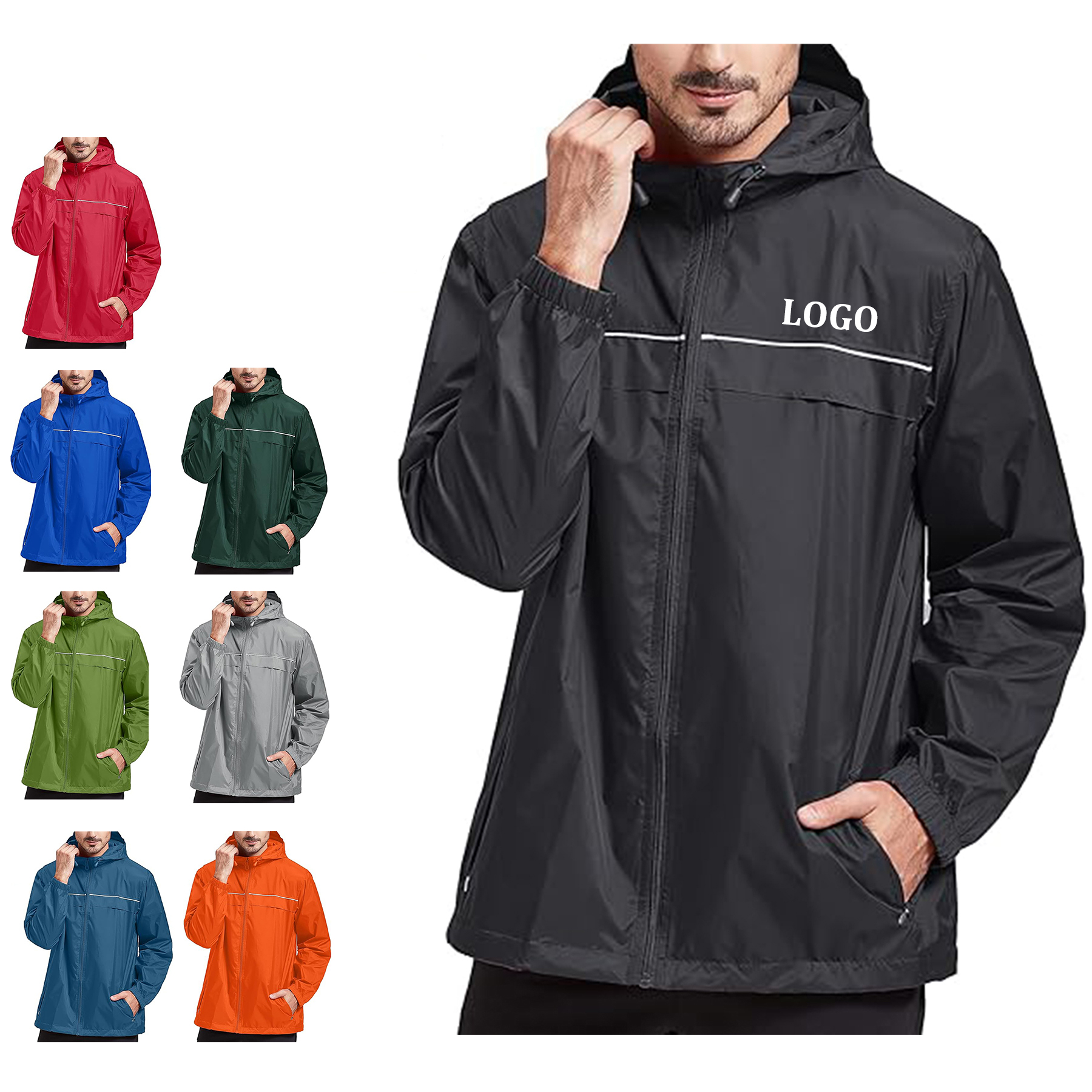 Men Lightweight Hooded Rain Jacket 2