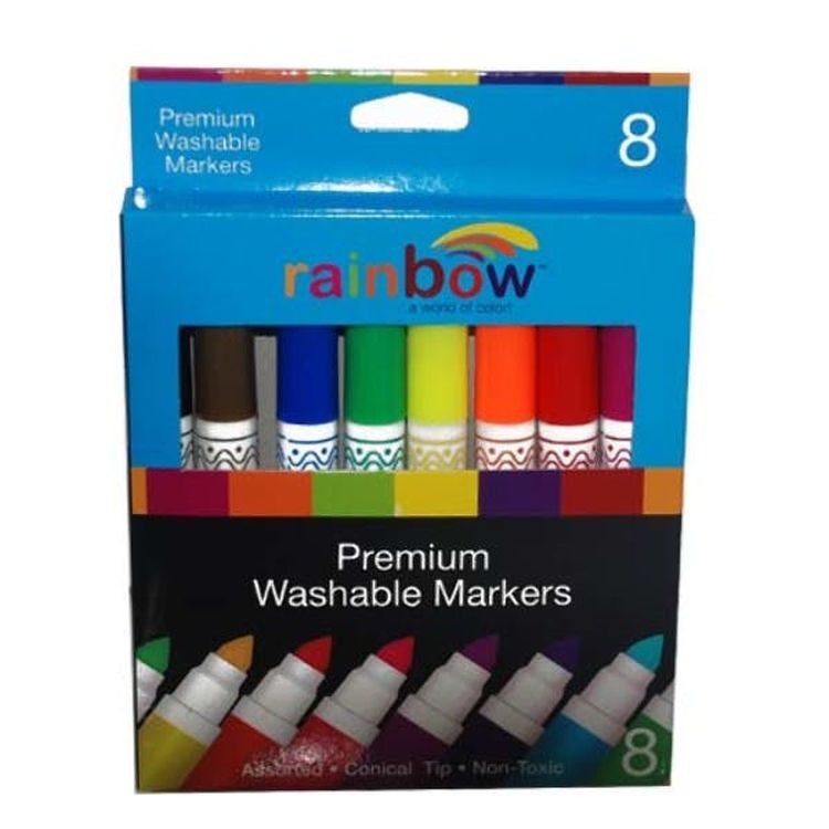 Rainbow Markers - 8 Count Washable 1