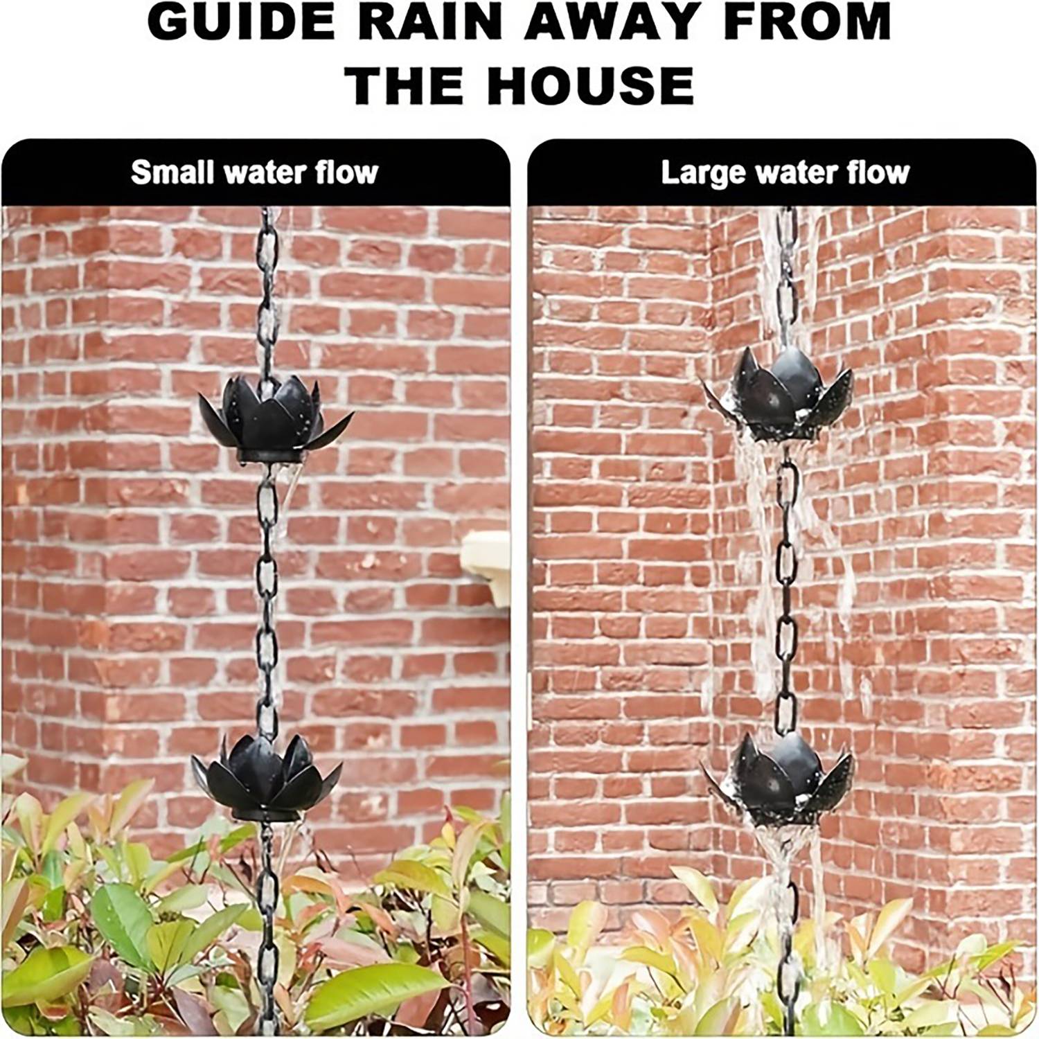 Lotus Design Rust-Resistant Rain Chain Decor 4