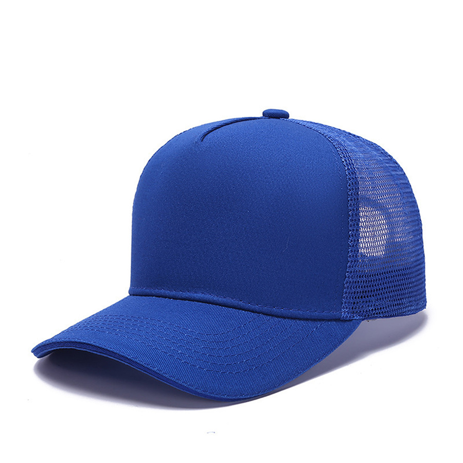 Stock Solid Color Cotton 5-Panel Trucker Cap 1