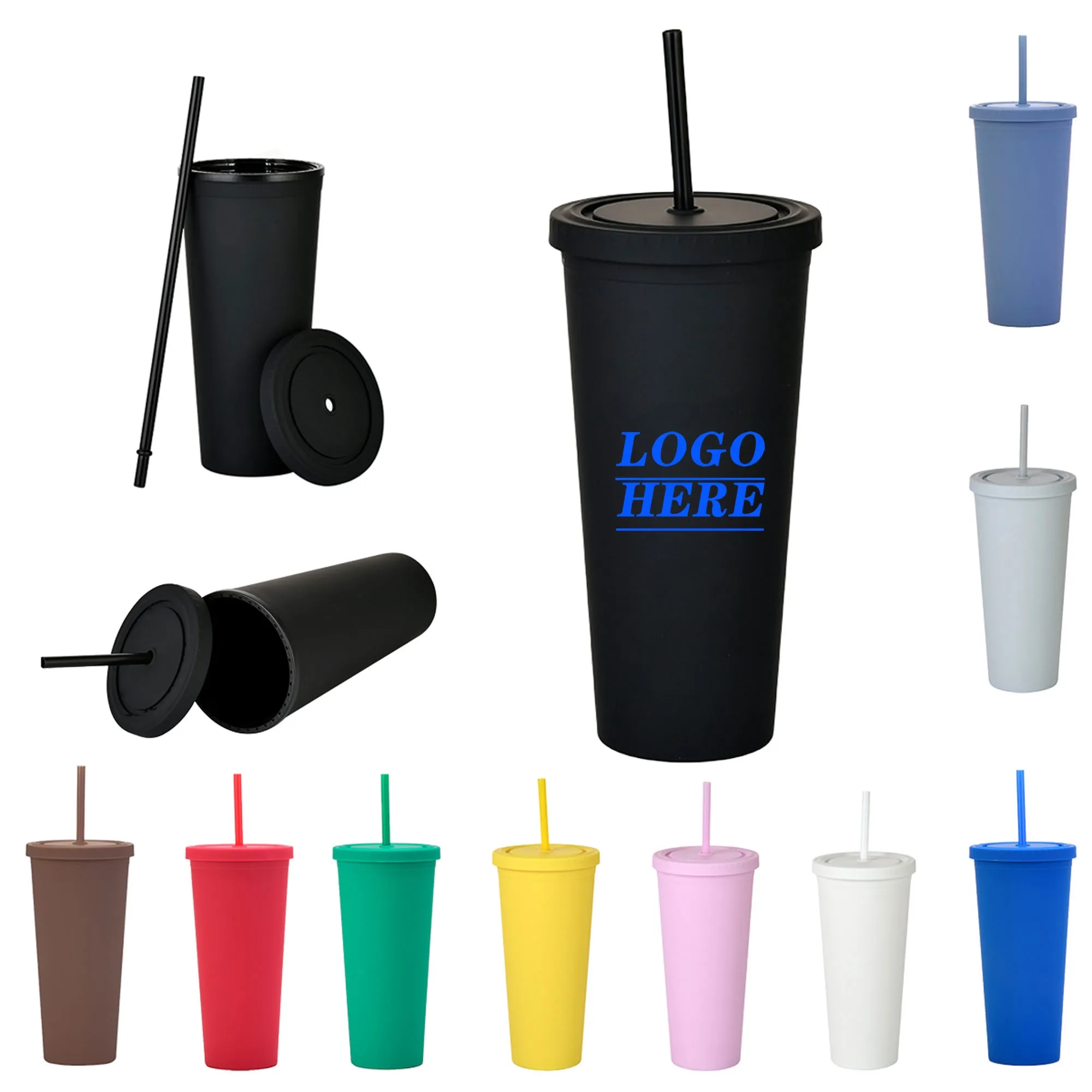 24oz Double Layer Bottle With Lid And Straw 3