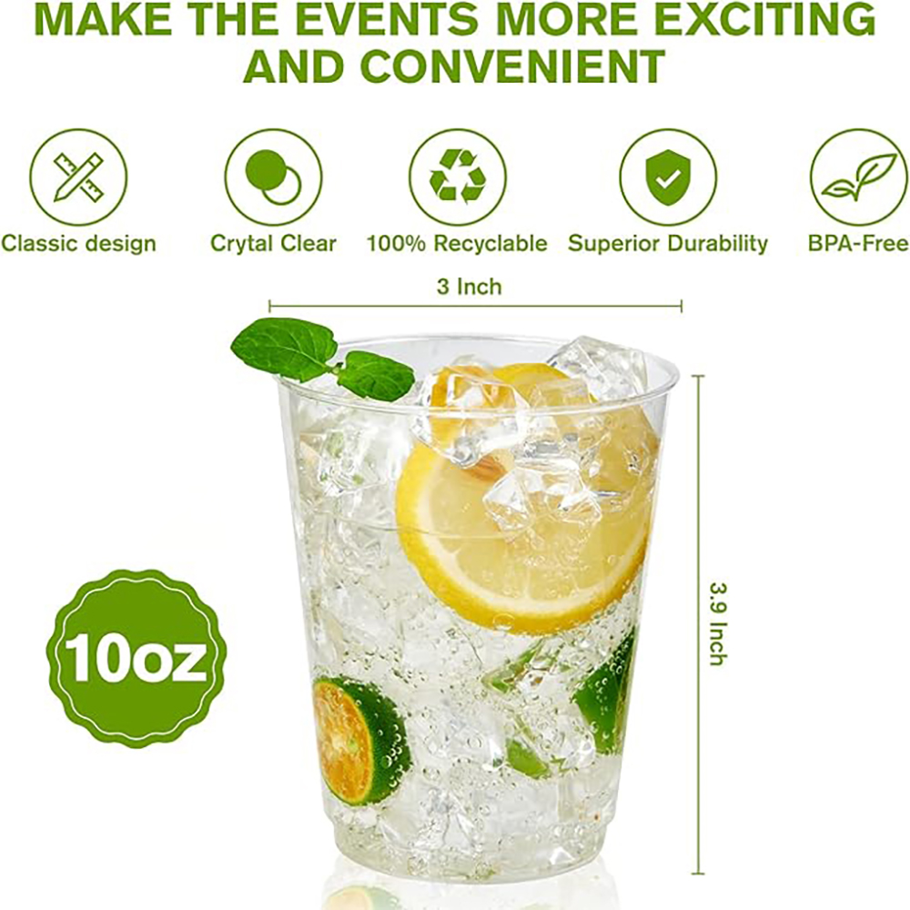 10oz Wedding Party Clear Disposable Hard Plastic Cups 5