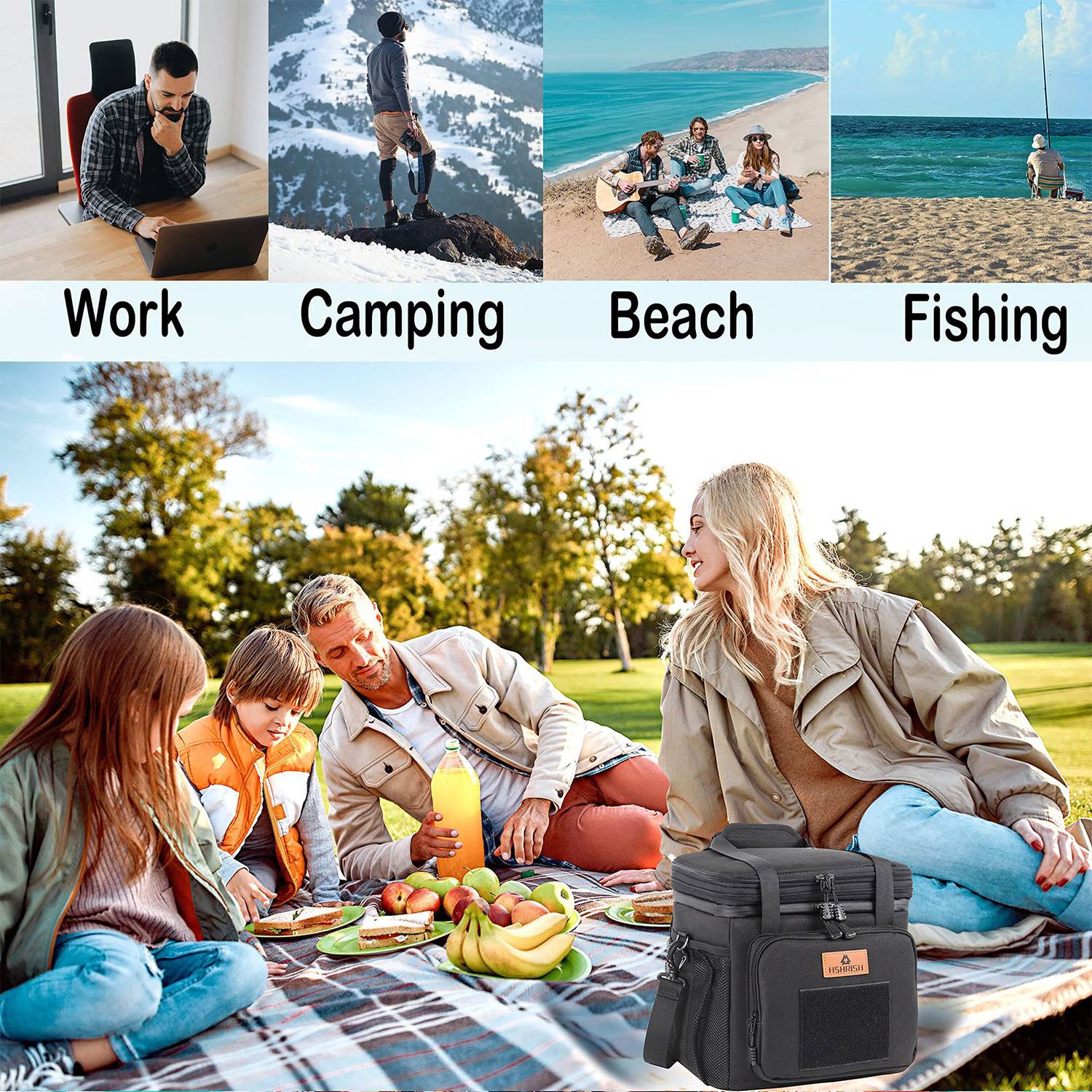 15L Oxford Portable Lunch Cooler Bag for Office Picnic 7