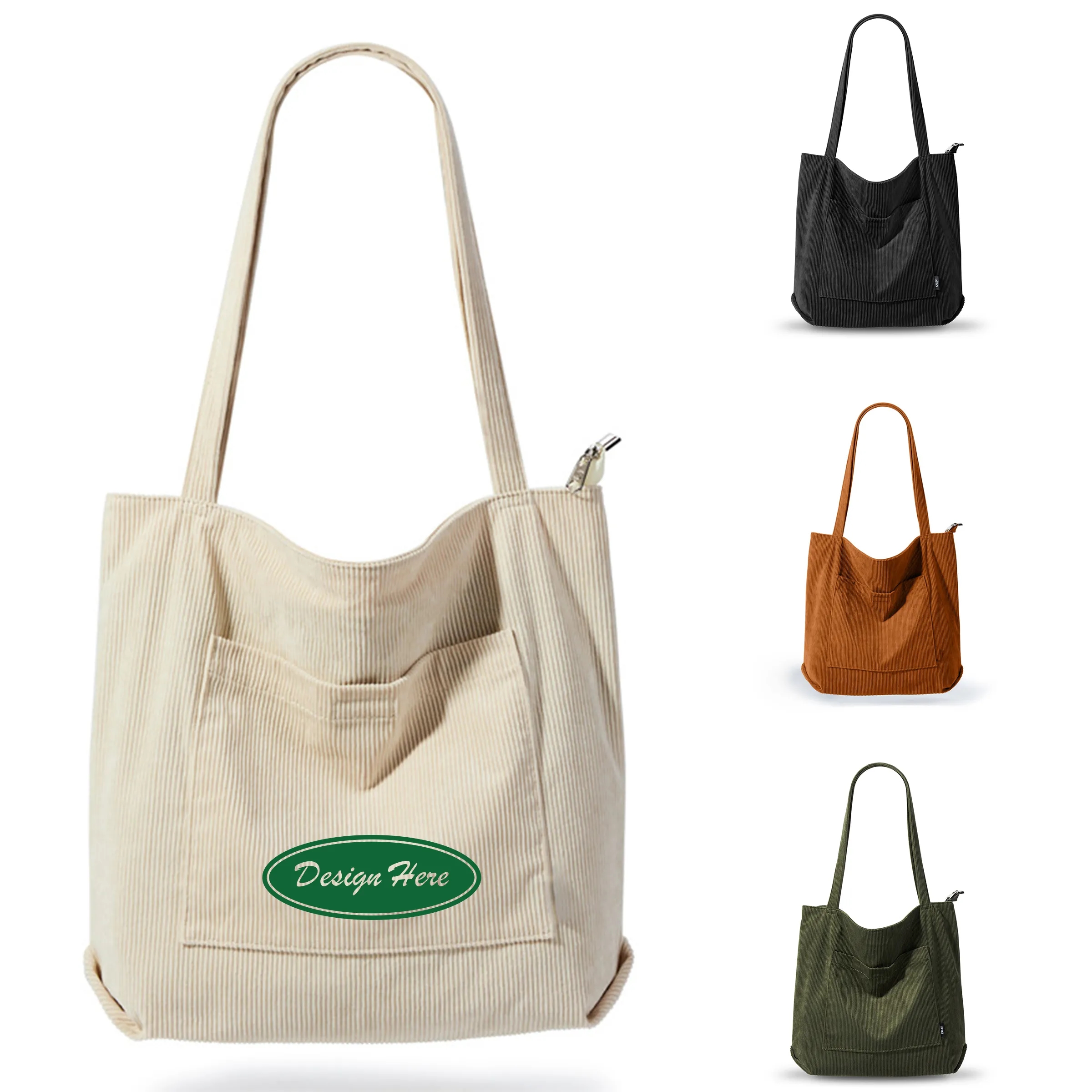 Vintage Corduroy Canvas Tote Bag