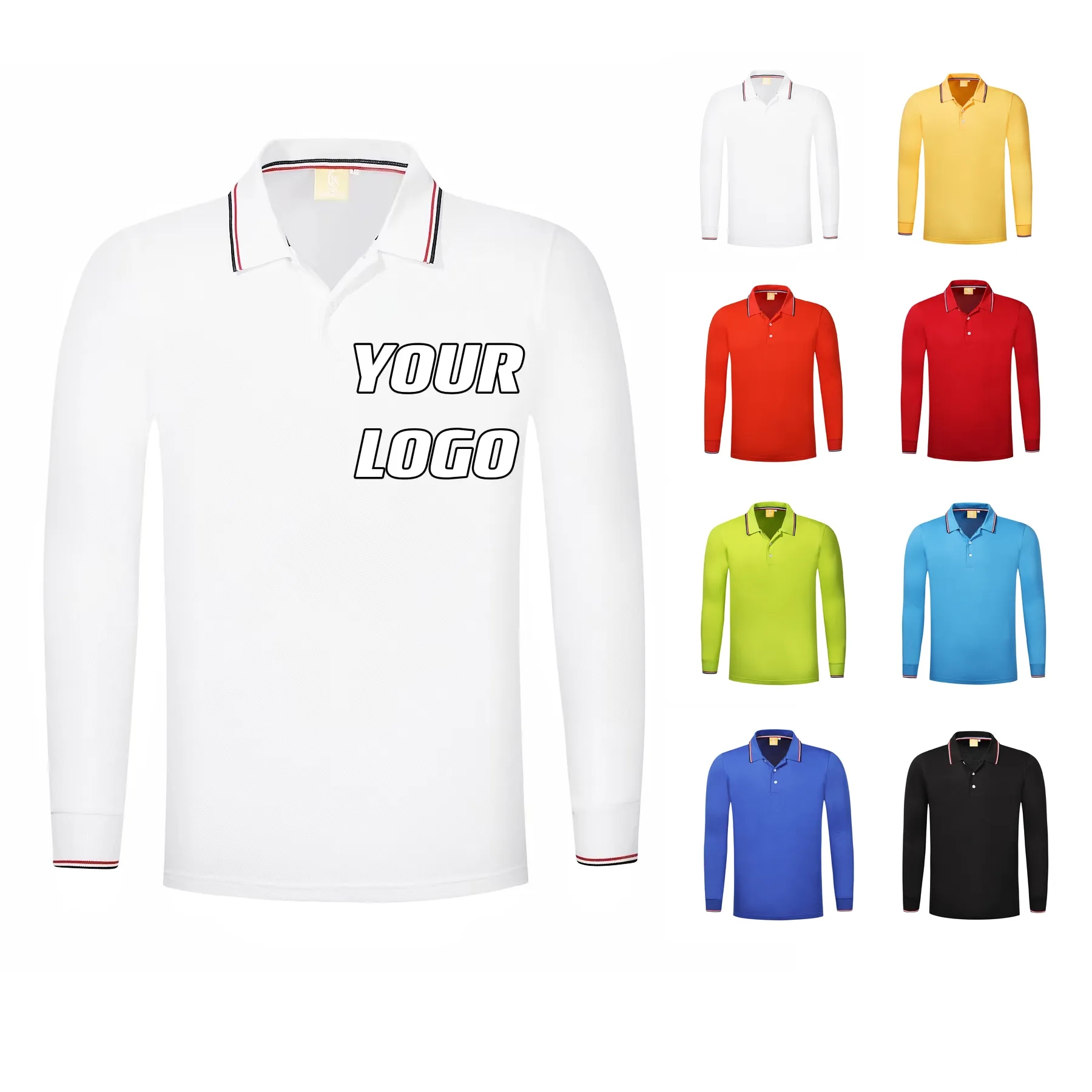 Custom Long-Sleeve Polo Shirts Tops Pullover Work Uniform 2