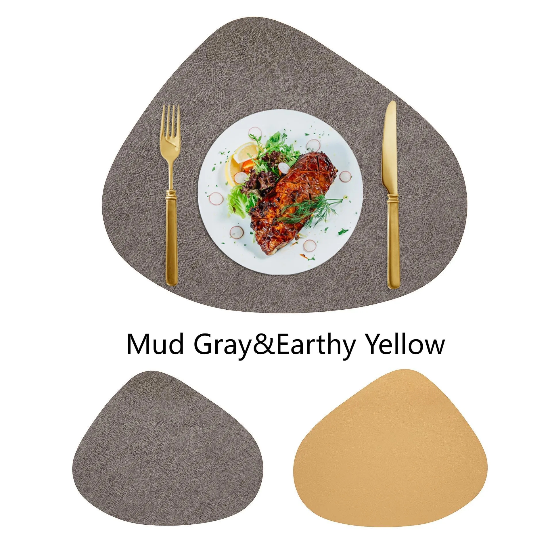 Water Droplet Shaped Leather Coaster Table Tableware Mat 12